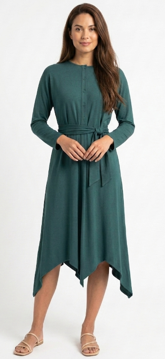 Asymmetrical basic dress - Green
