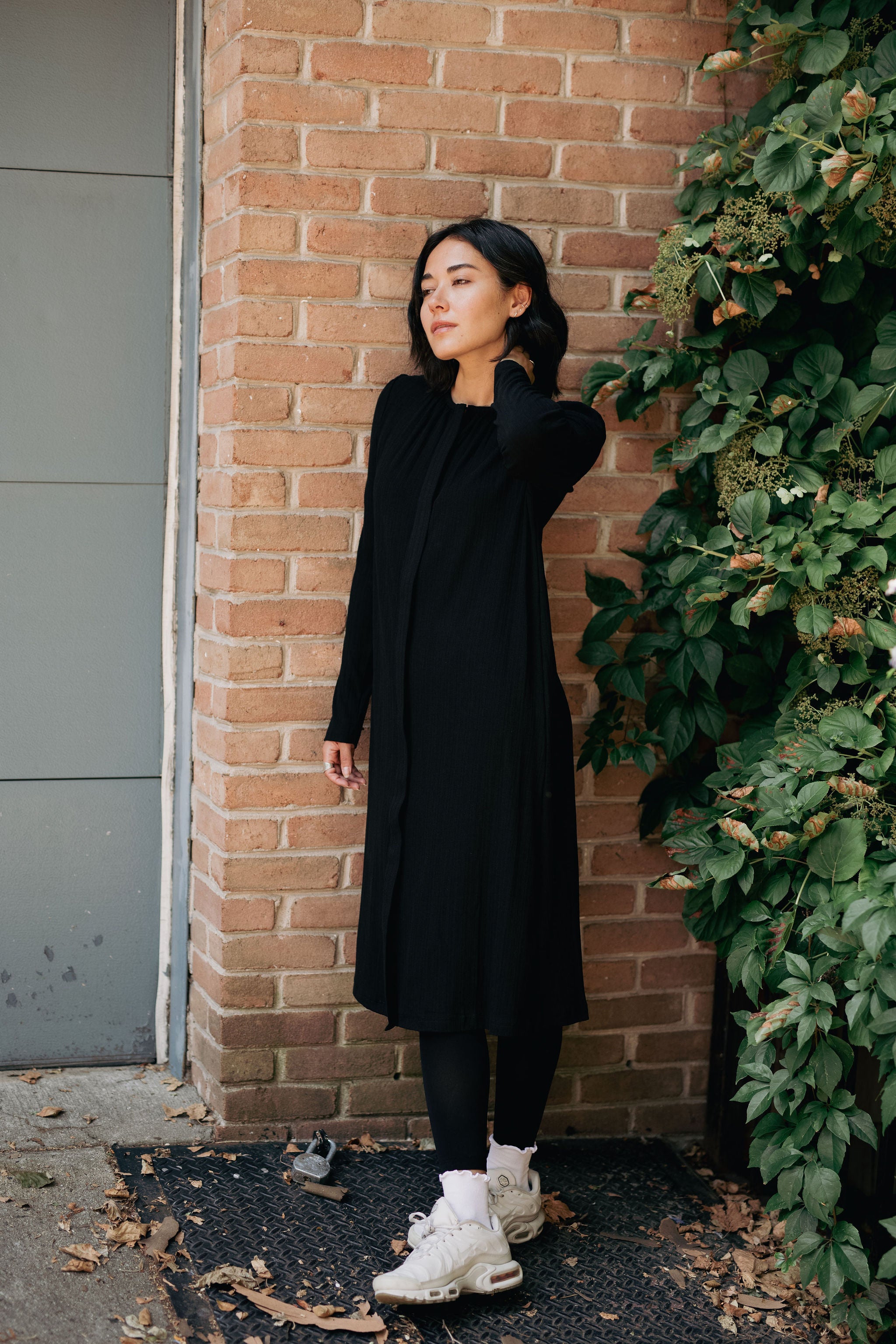 Knit hidden zipper dress - Brown
