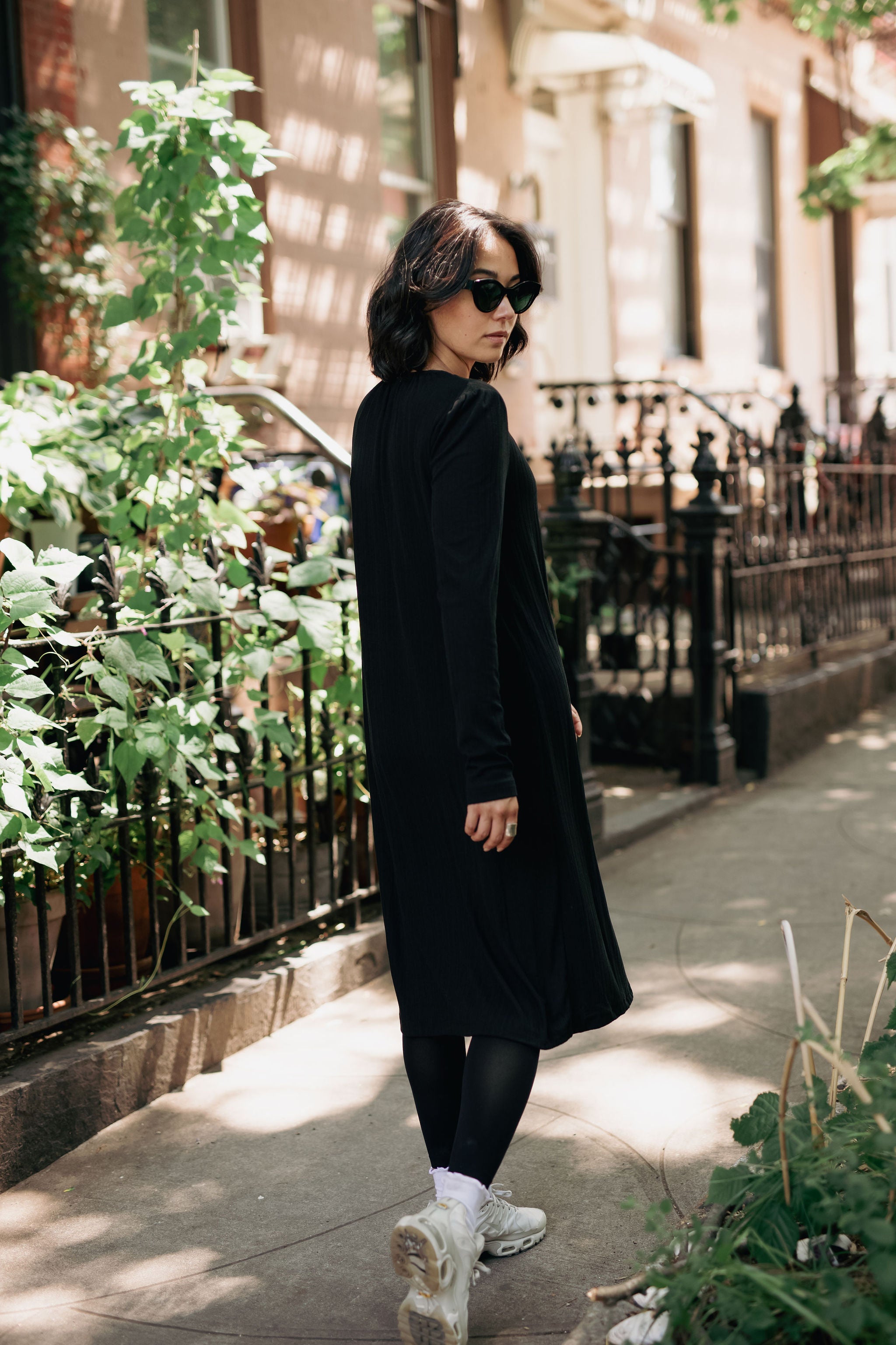 Knit hidden zipper dress - Brown