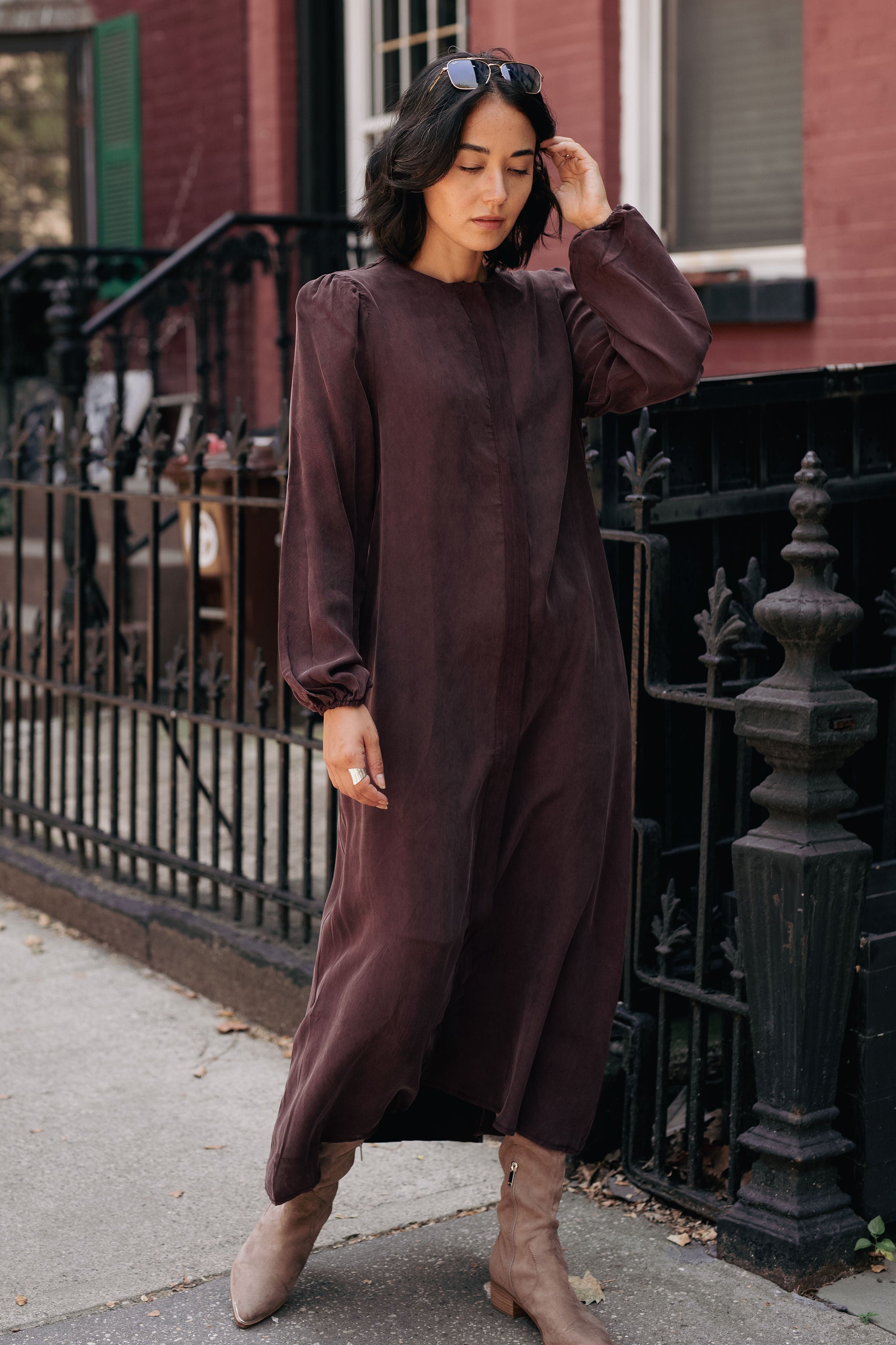 Cupro Ankle length dress - Green