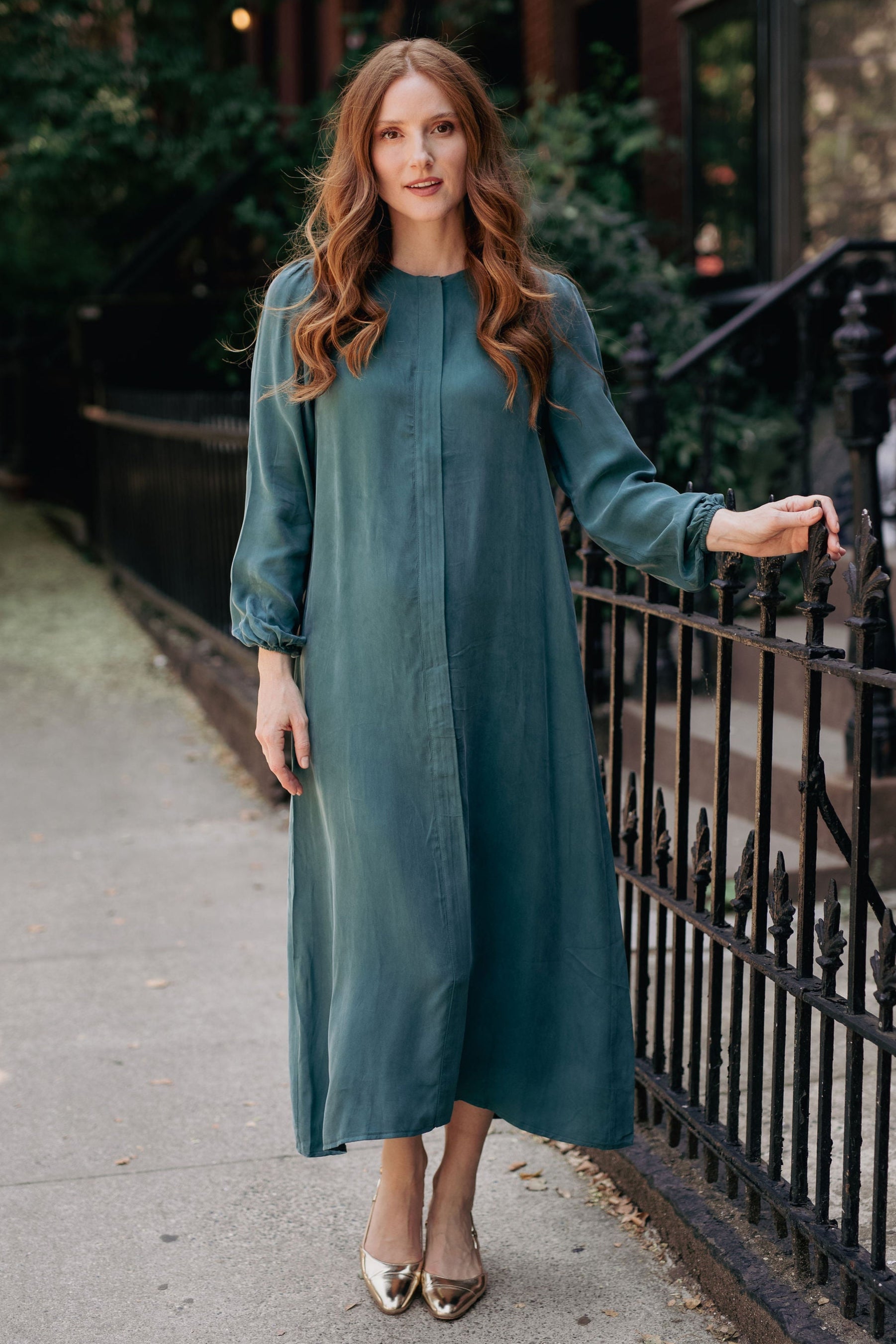 Cupro Ankle length dress - Green Cupro Ankle length dress - Green