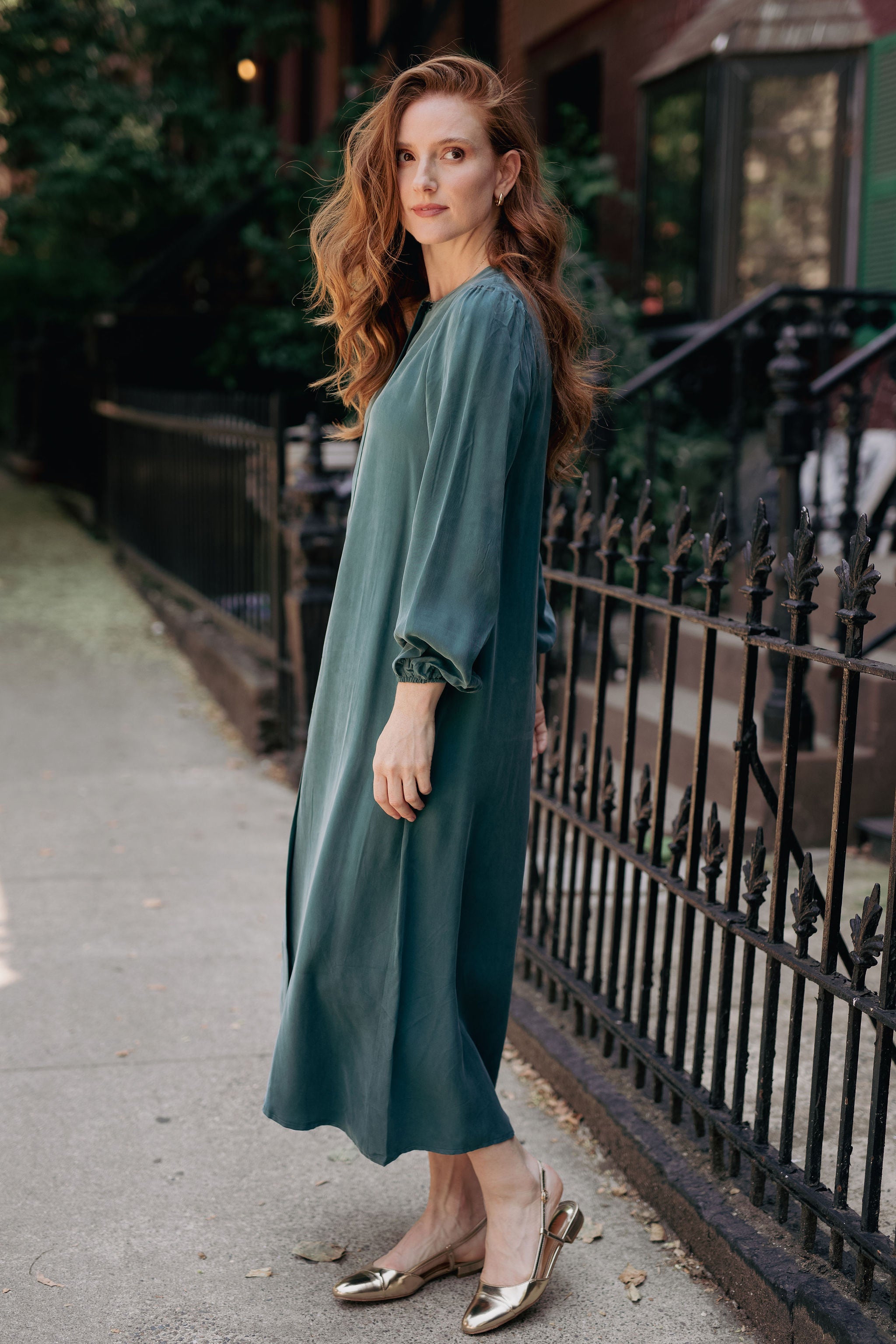 Cupro Ankle length dress - Green