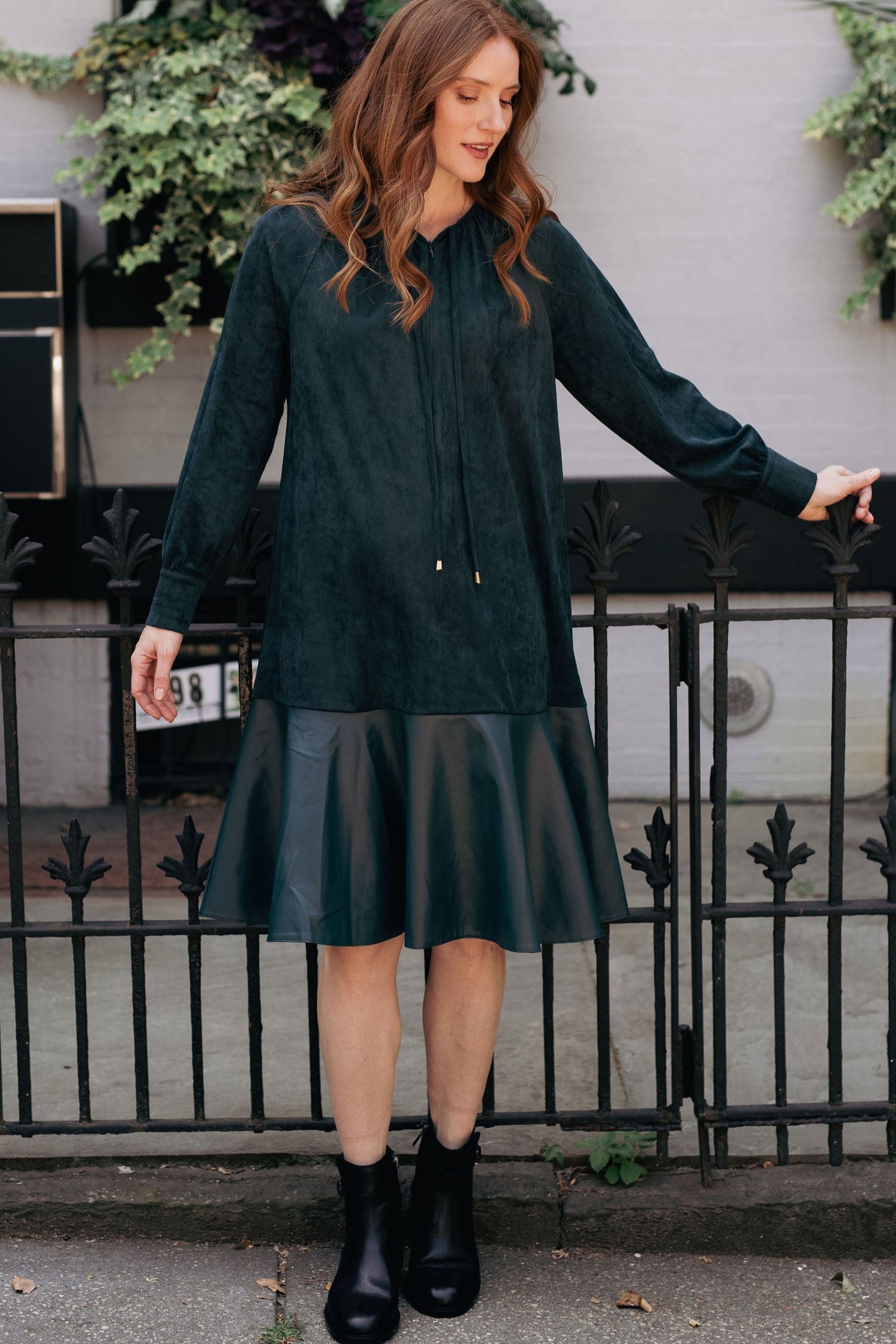 Suede Leather combo dress