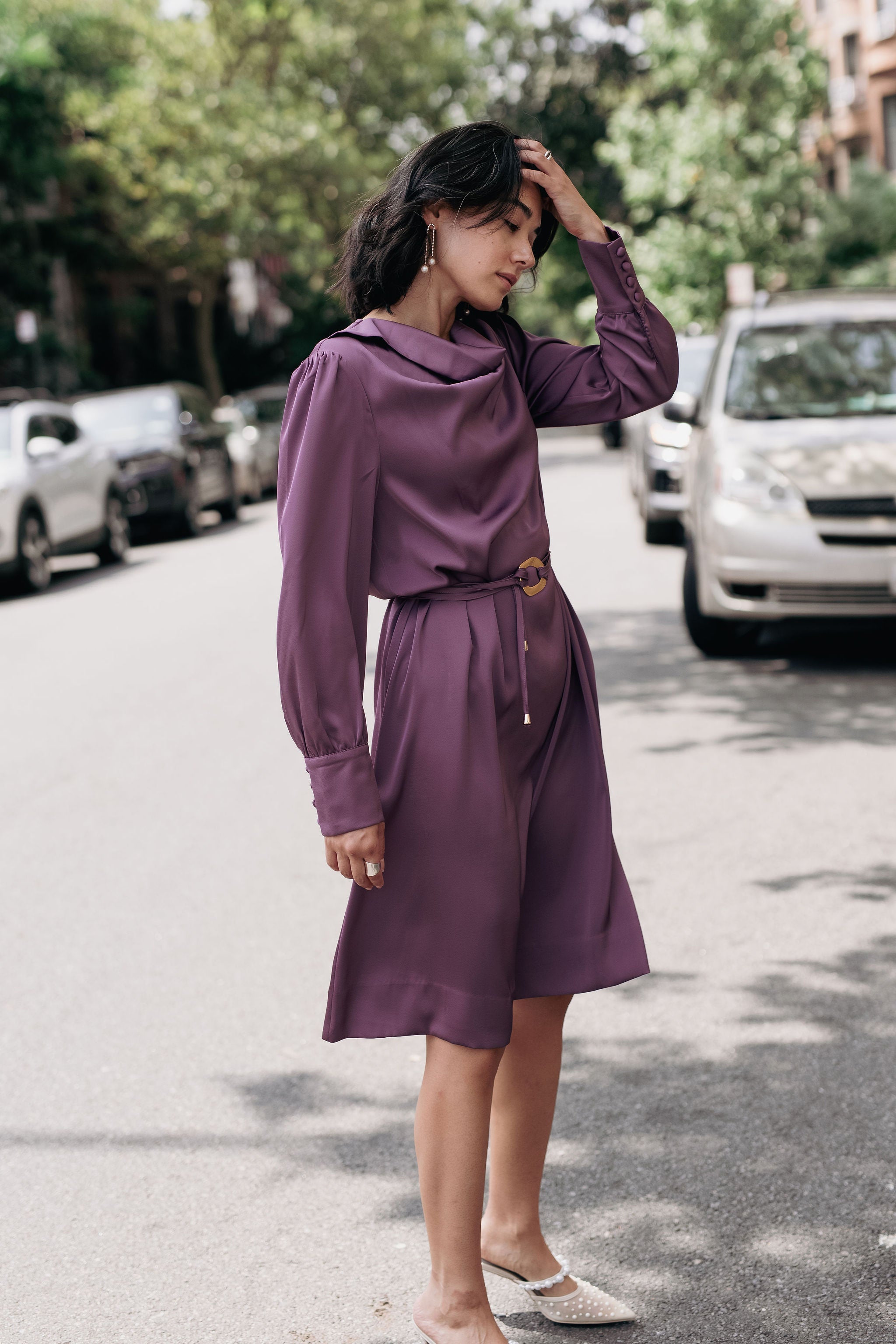 Cowl satin Elegance Dress - Teal