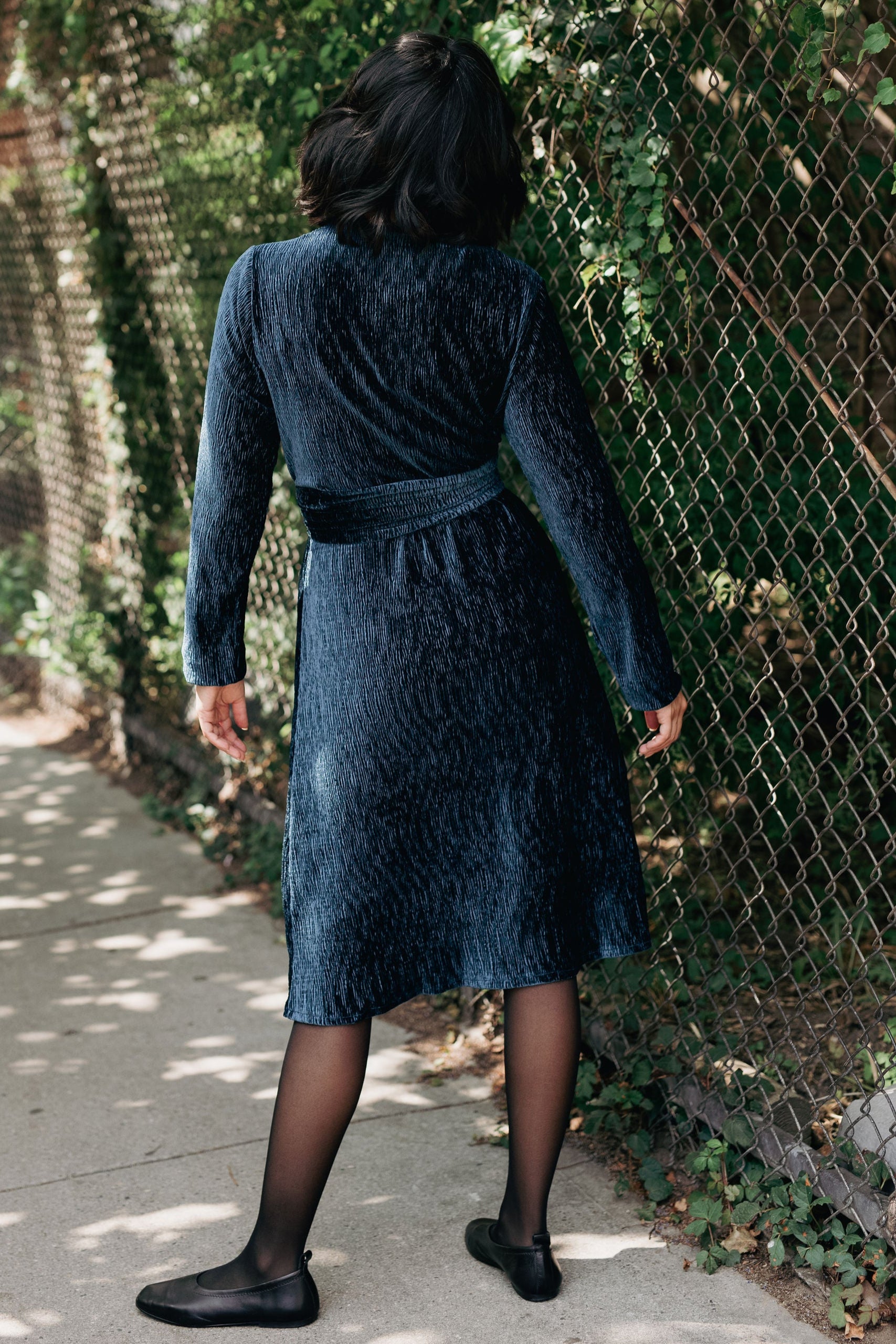 Shift texture velvet dress - Teal