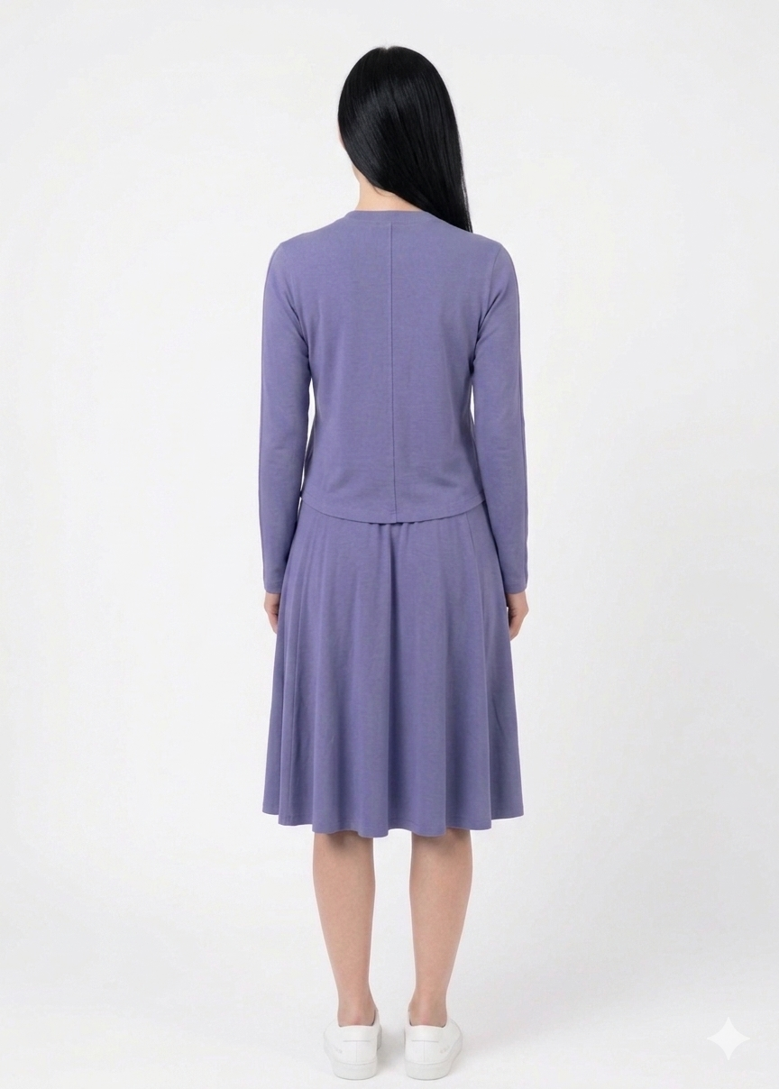 Button down shirt and circle skirt set - Periwinkle Purple
