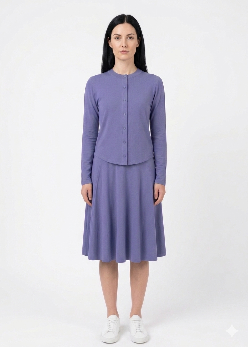 Button down shirt and circle skirt set - Periwinkle Purple