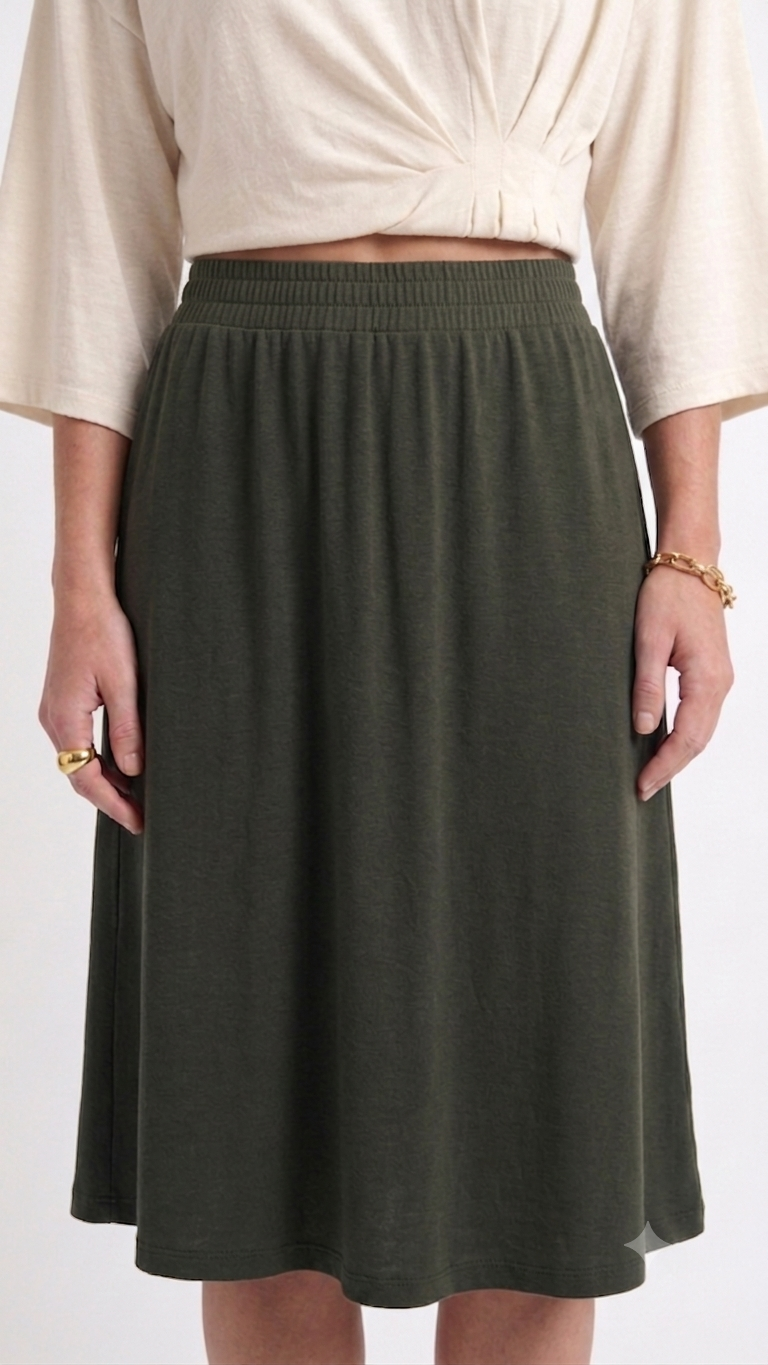 Basic gathered Skirt - Olive