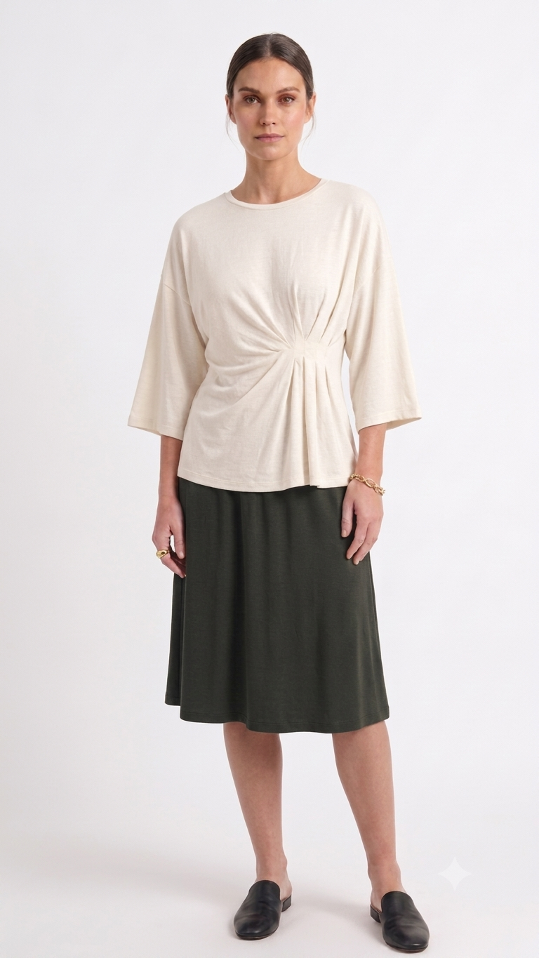 Basic gathered Skirt - Olive