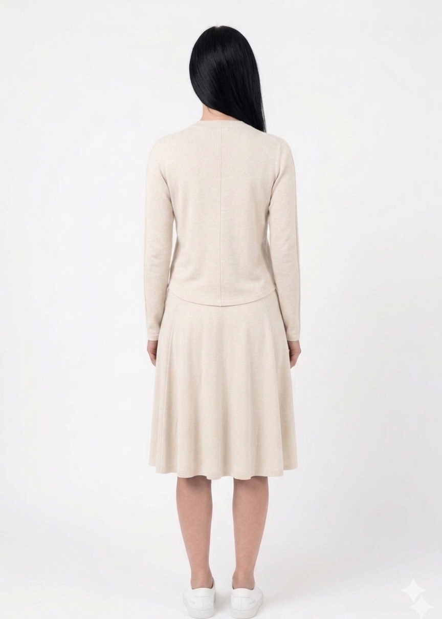 Button down shirt and circle skirt set - Cream