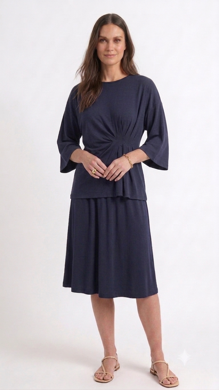Basic gathered Skirt - Navy