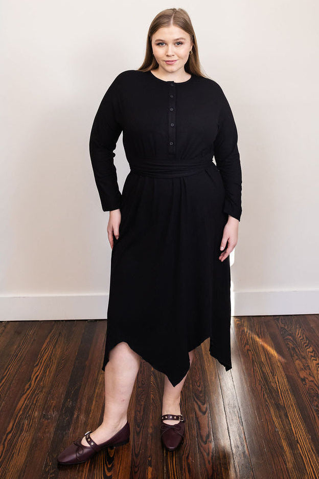 Asymmetrical basic dress - Black