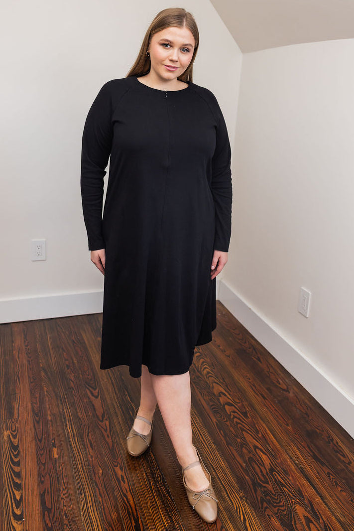 Raglan A-line dress basic - Black