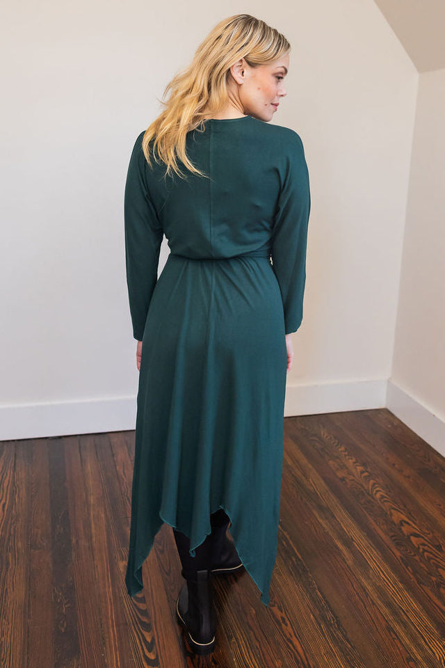 Asymmetrical basic dress - Green