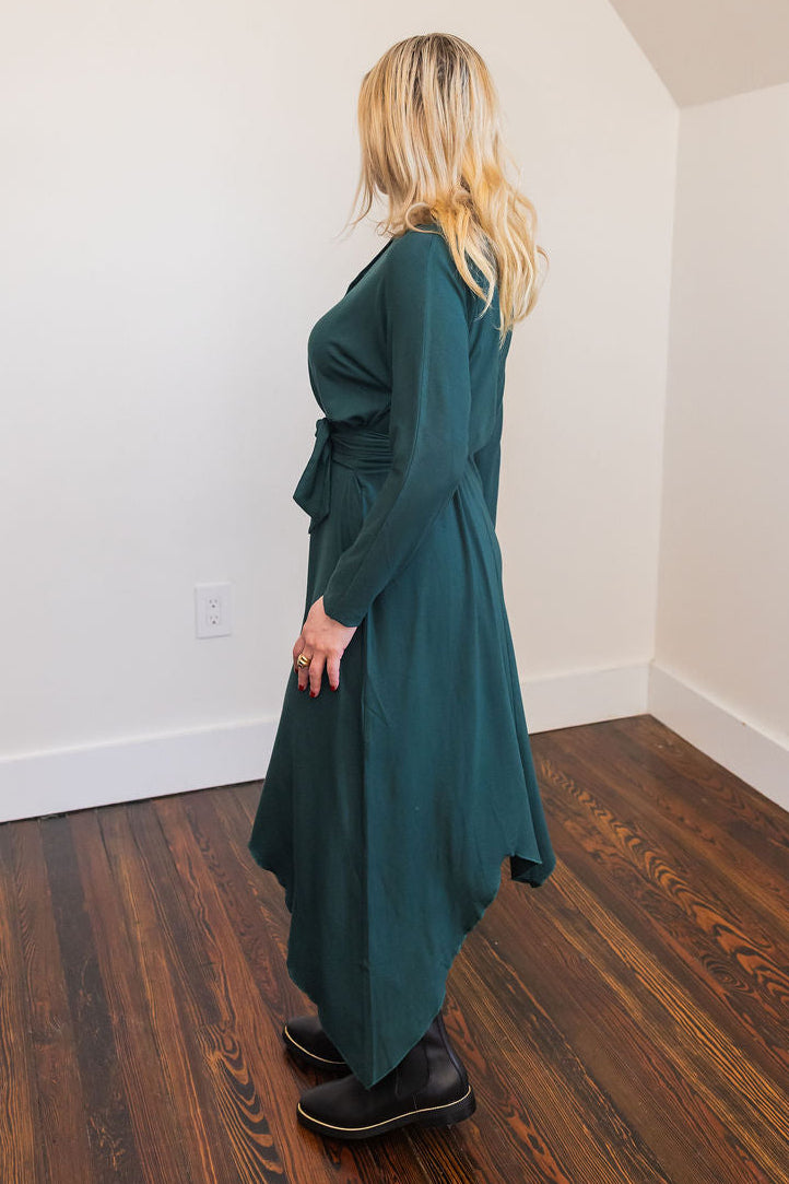 Asymmetrical basic dress - Green