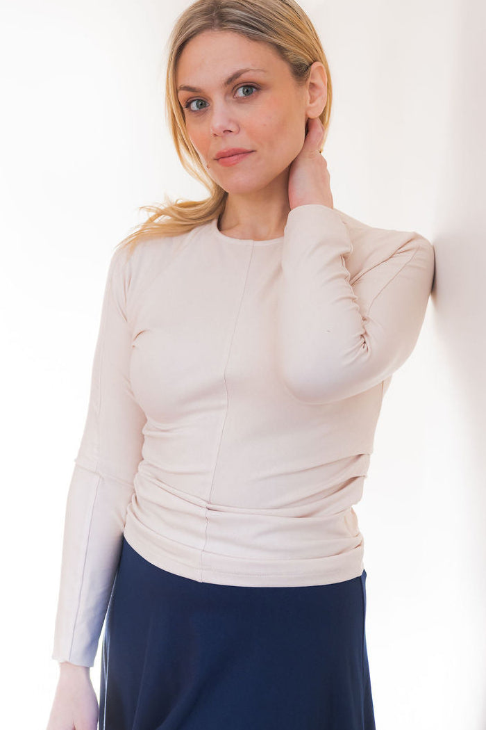 Scrunched waist t-shirt - Cream