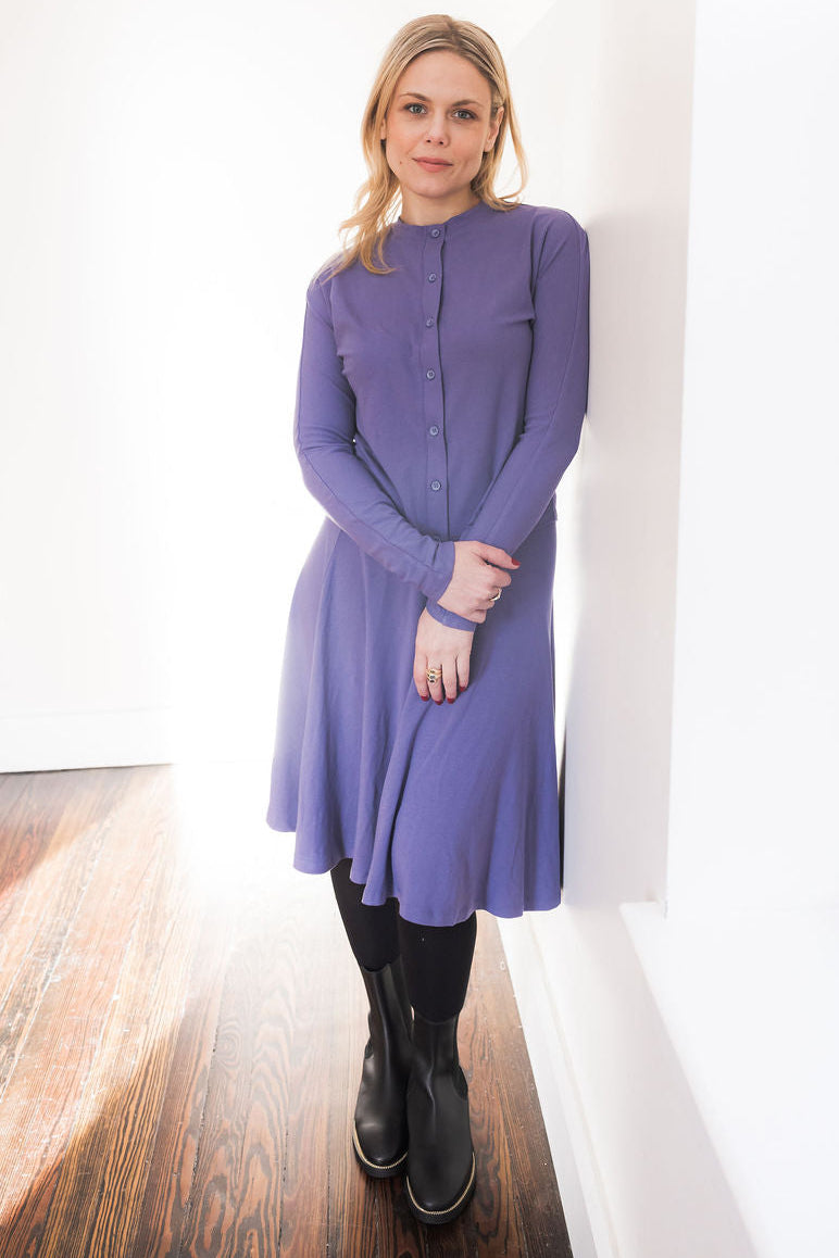 Button down shirt and circle skirt set - Periwinkle Purple