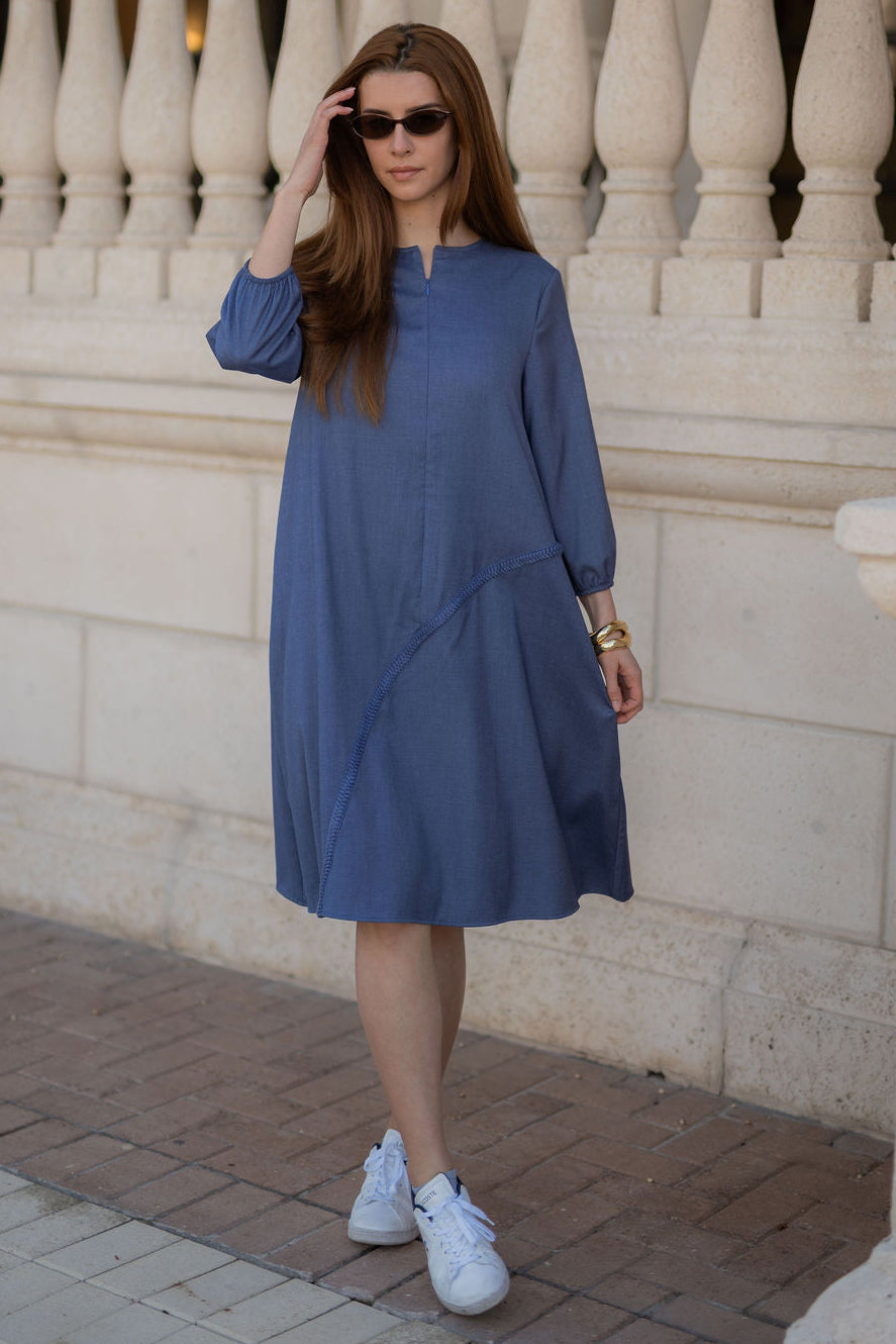 Soft Denim Arc Dress - Dark Denim