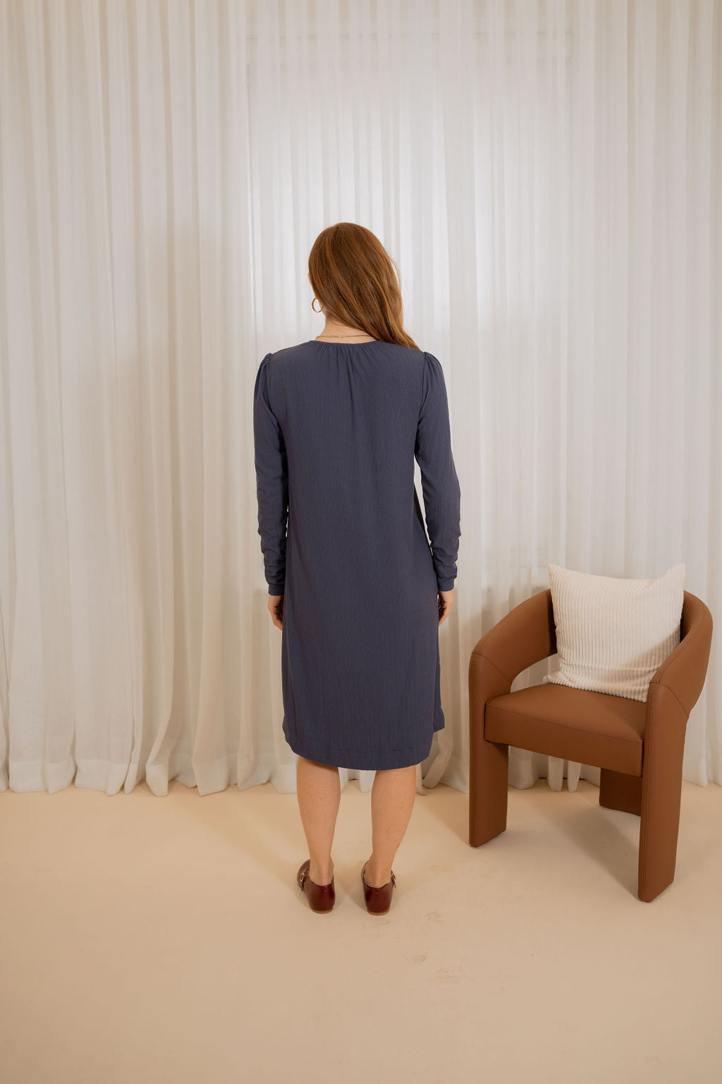 Knit hidden zipper dress - Mauve