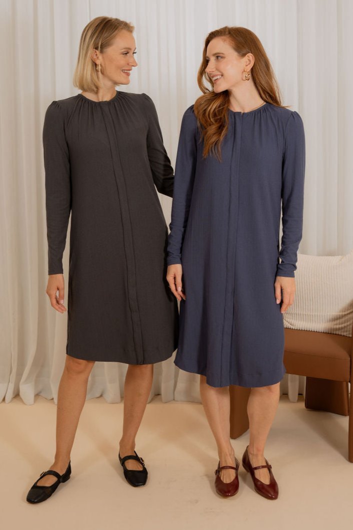 Knit hidden zipper dress - Mauve