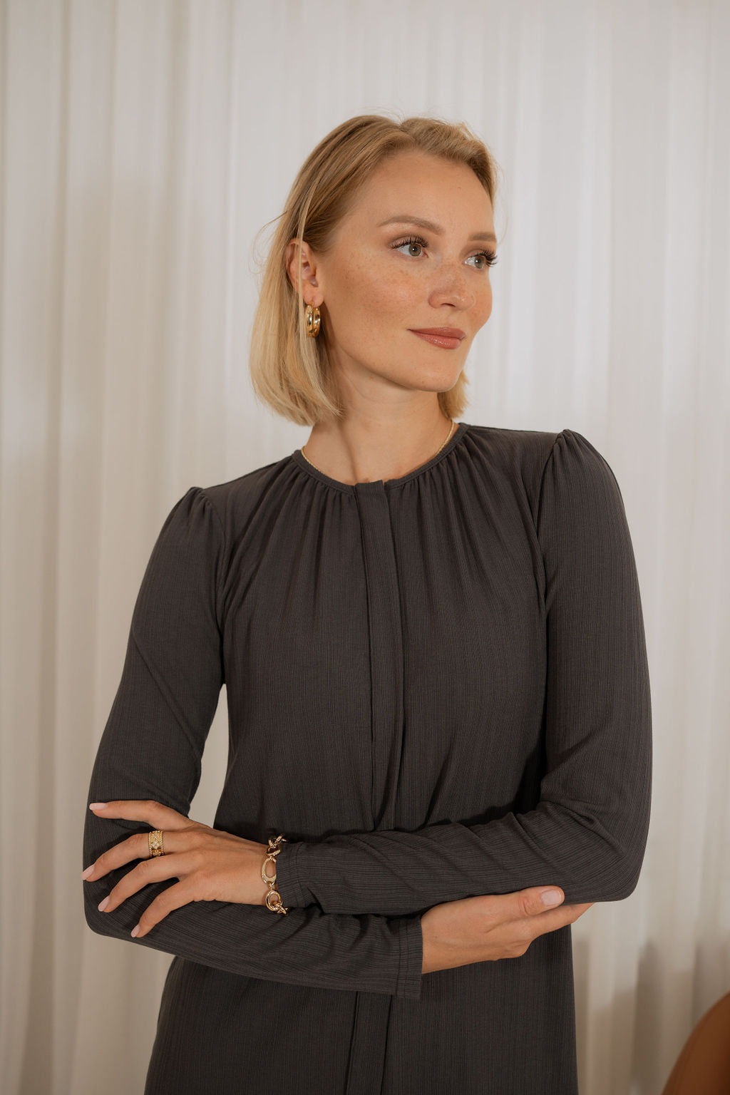 Knit hidden zipper dress - Mauve