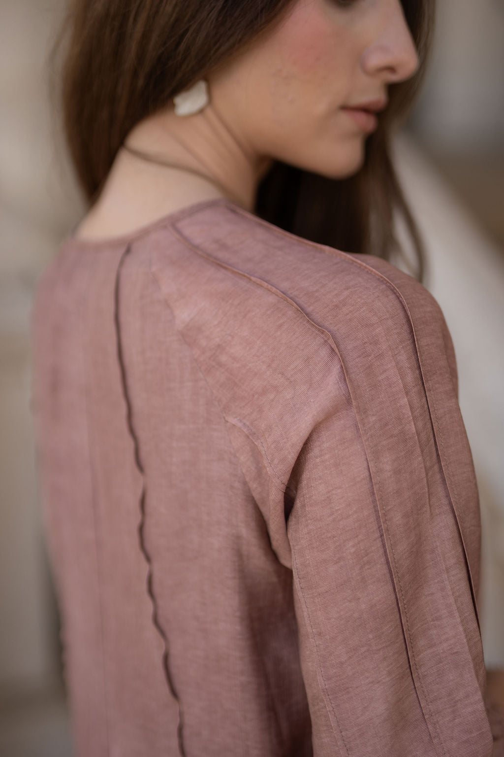 Willow Wave trim Dress - Blush Pink