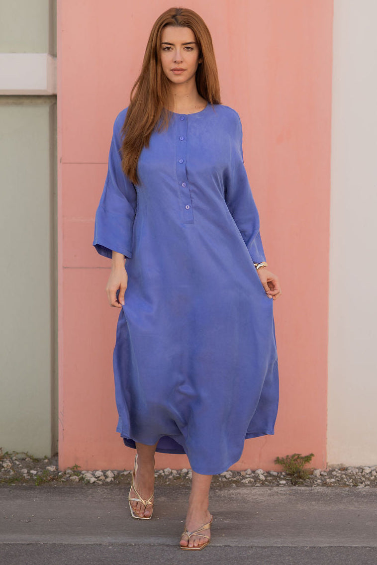 Cupro Kaftan maxi dress - Periwinkle Blue