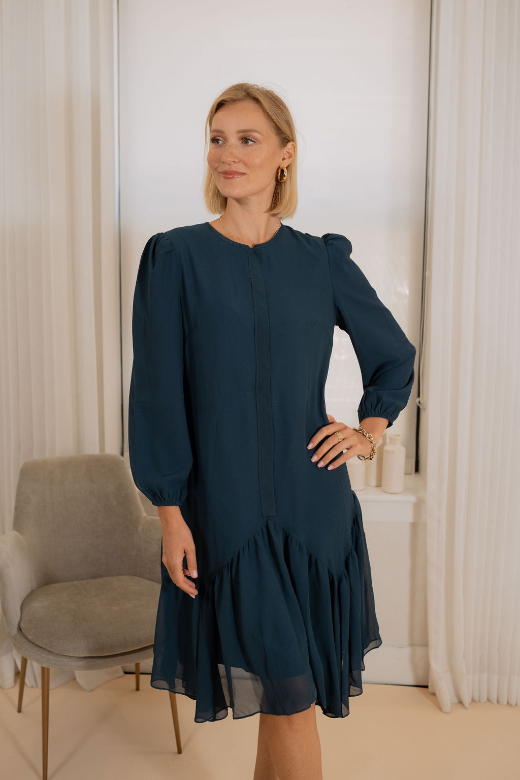 Chiffon high low bottom - Teal