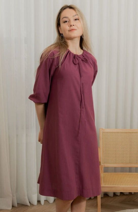 Drawstring neck dress