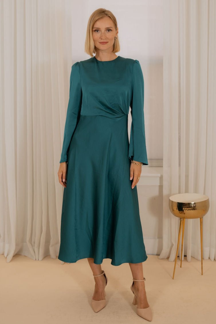 Long fit and flare satin dress Long fit and flare satin dress