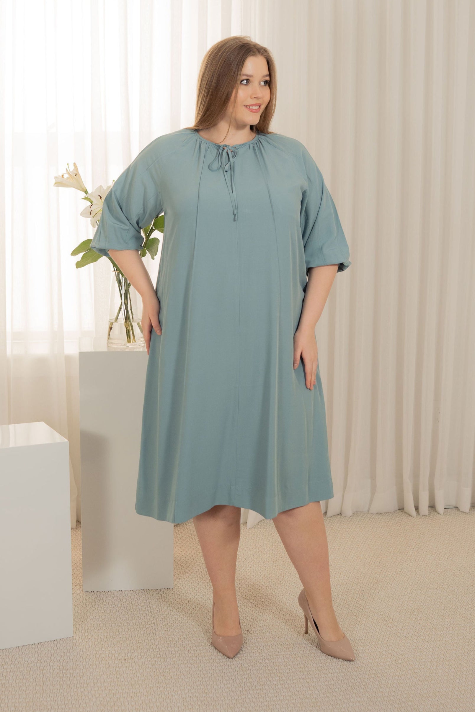 Trim loose dress - Sea foam