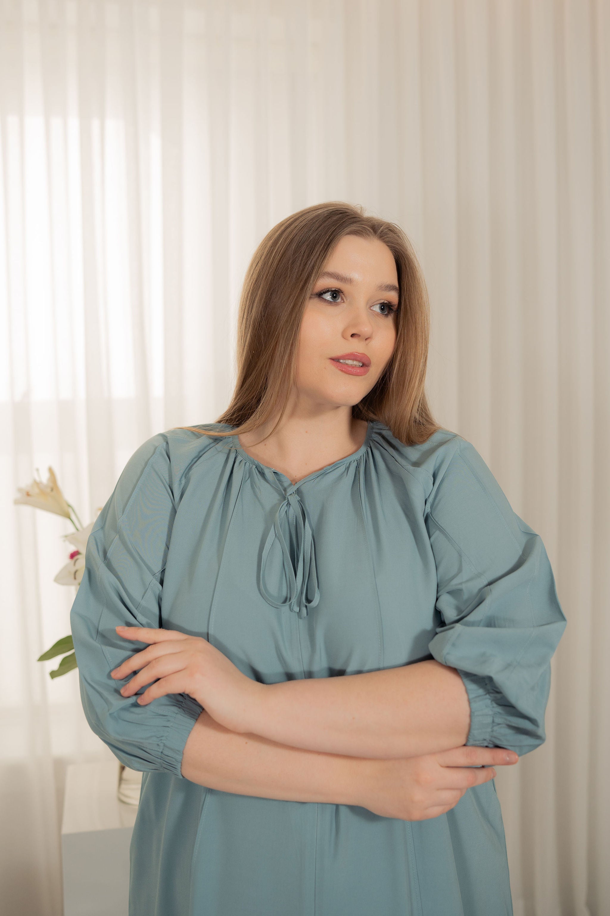 Trim loose dress - Sea foam