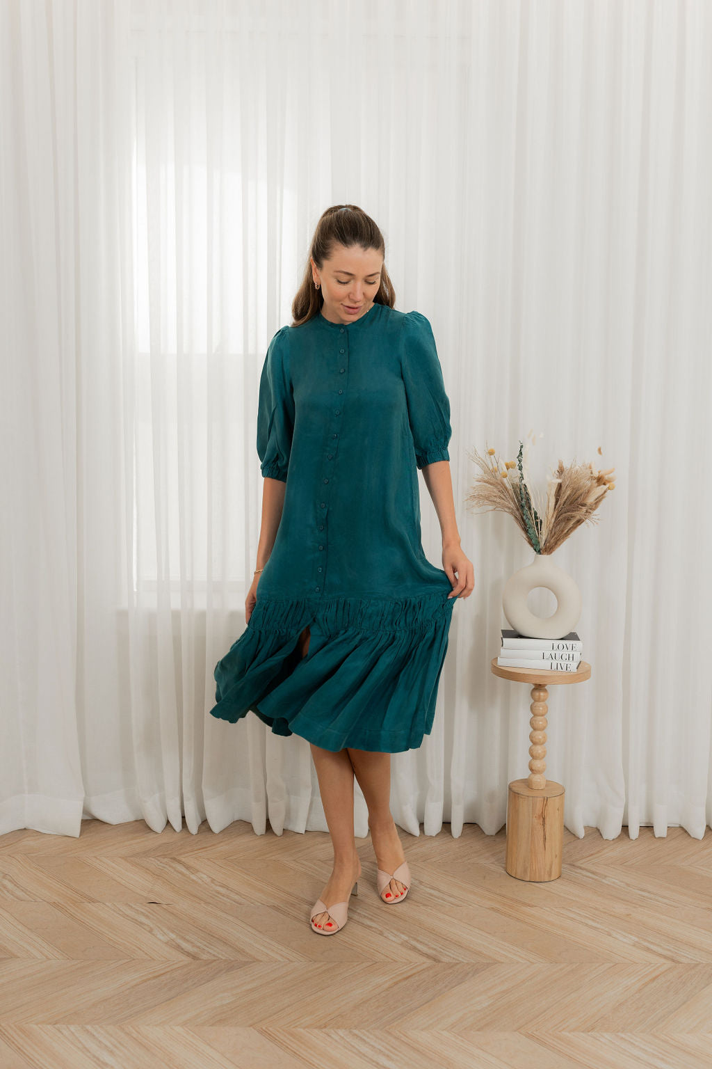 Drop waist Cupro maxi dress