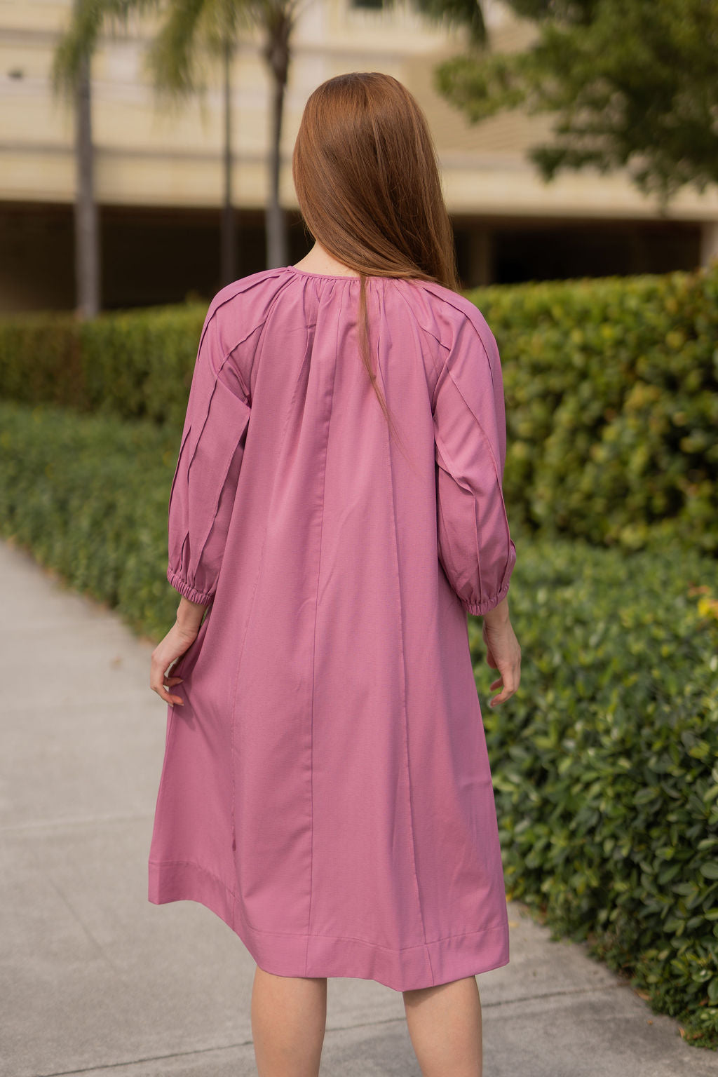 Trim loose dress - Pink
