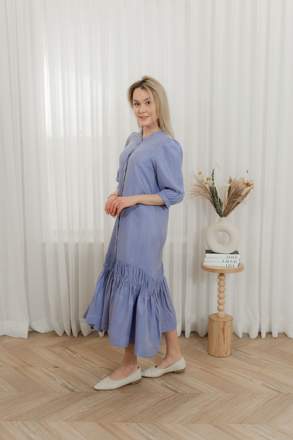 Drop waist Cupro maxi dress