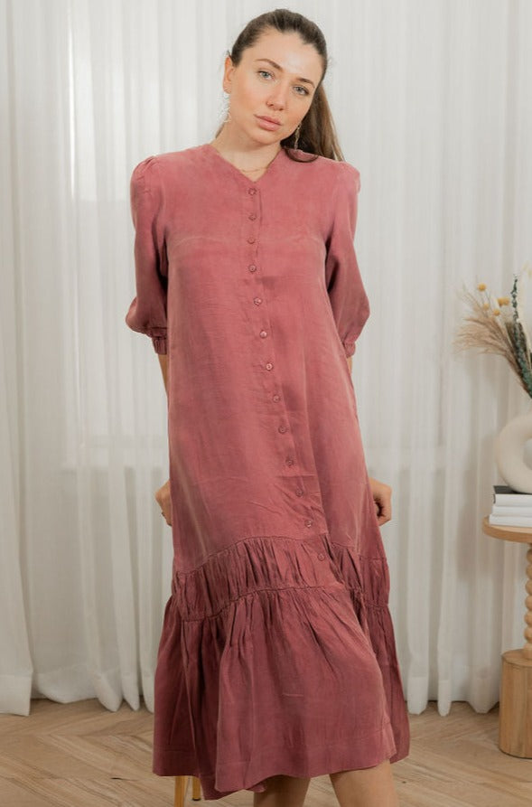 Drop waist Cupro maxi dress