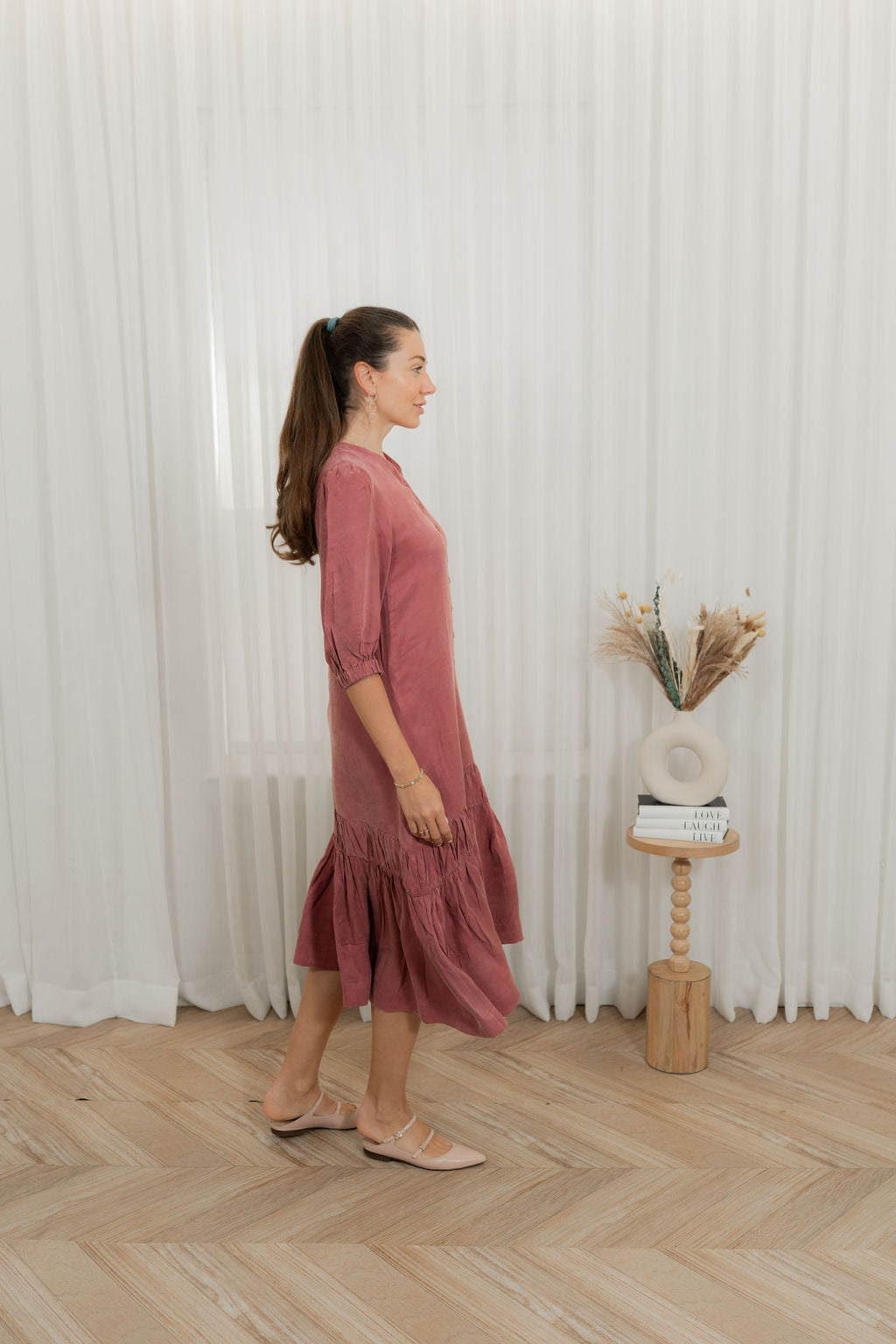 Drop waist Cupro maxi dress