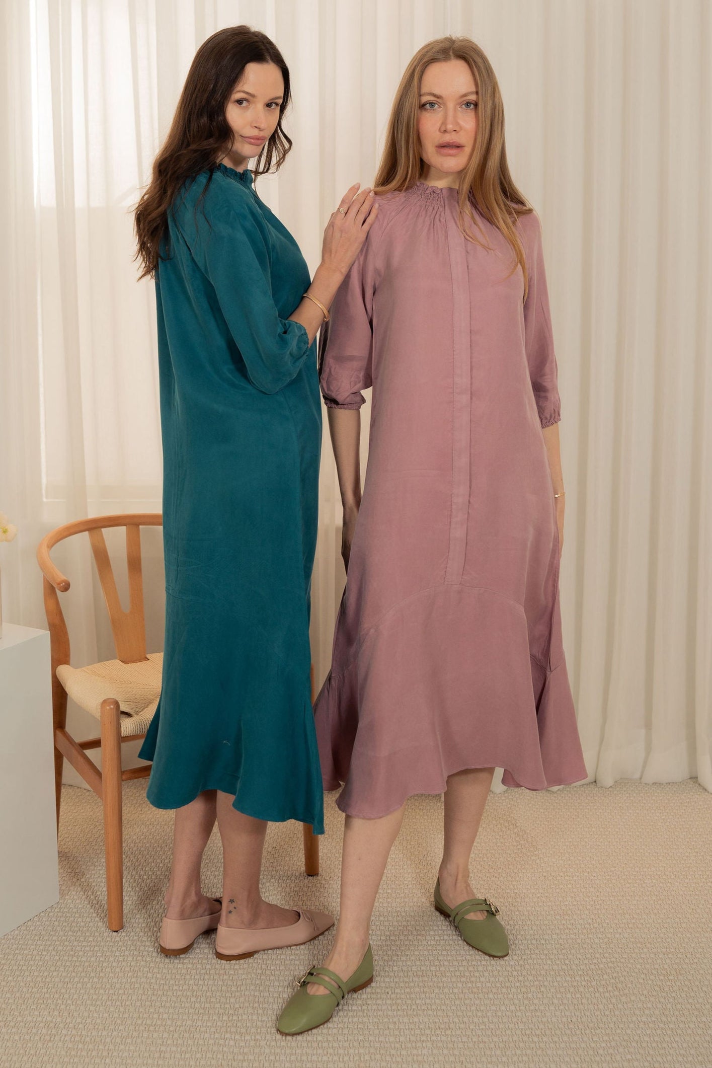 Cupro round bottom dress - Pink