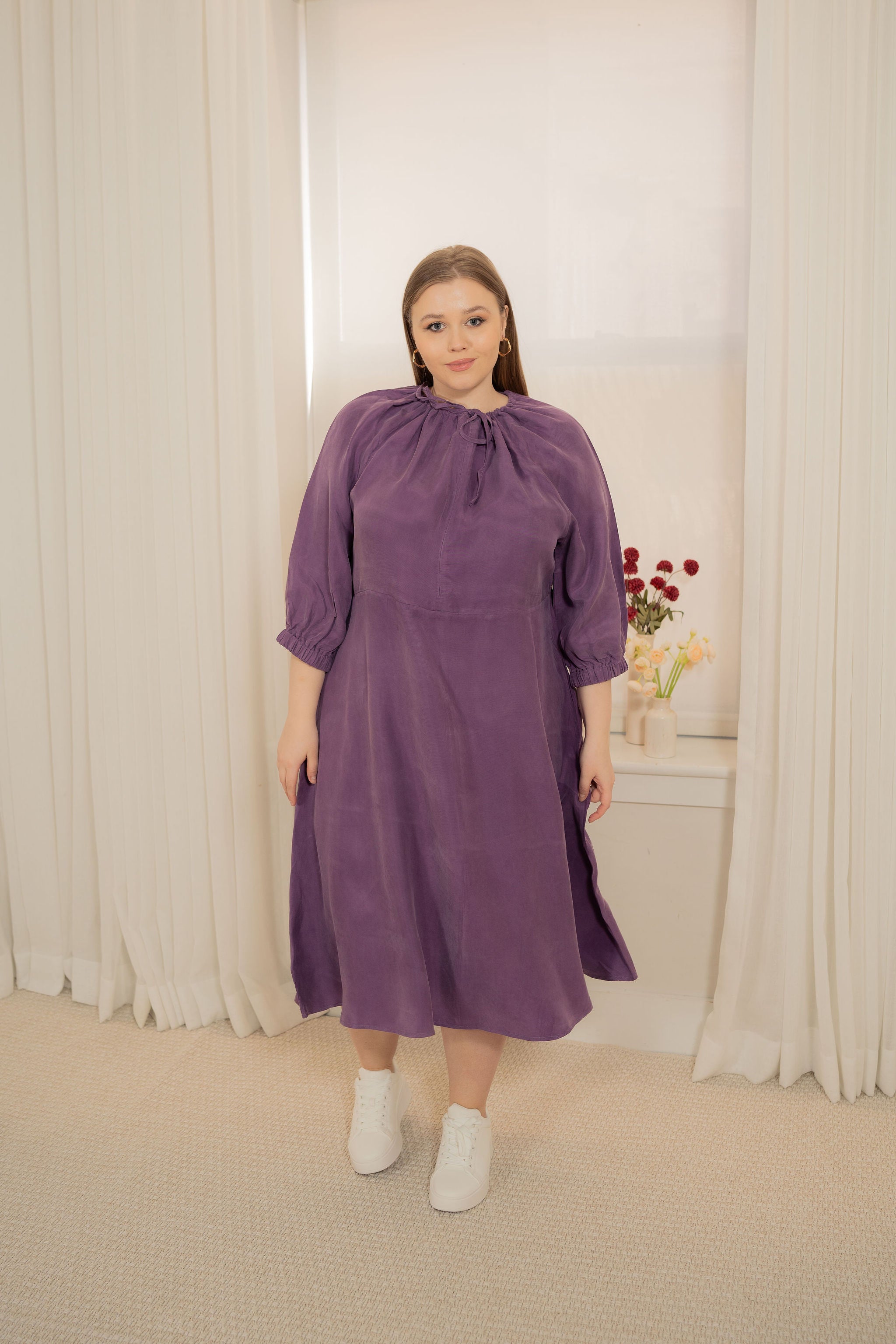 Drawstring Cupro dress