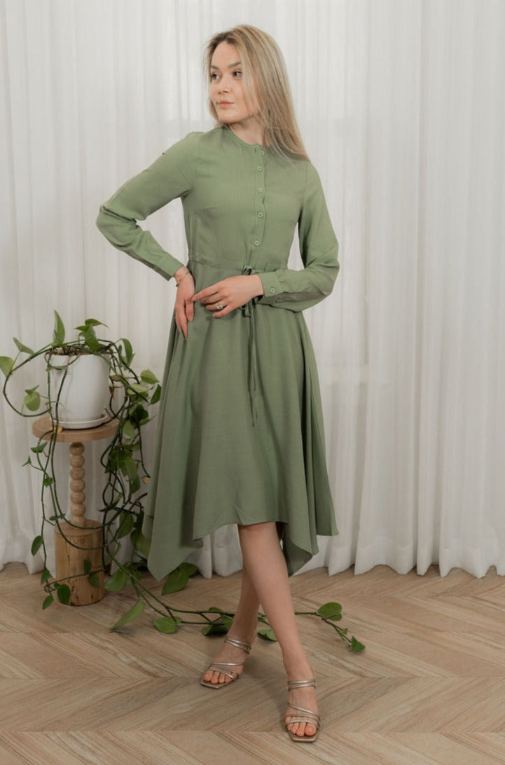 High low drawstring dress