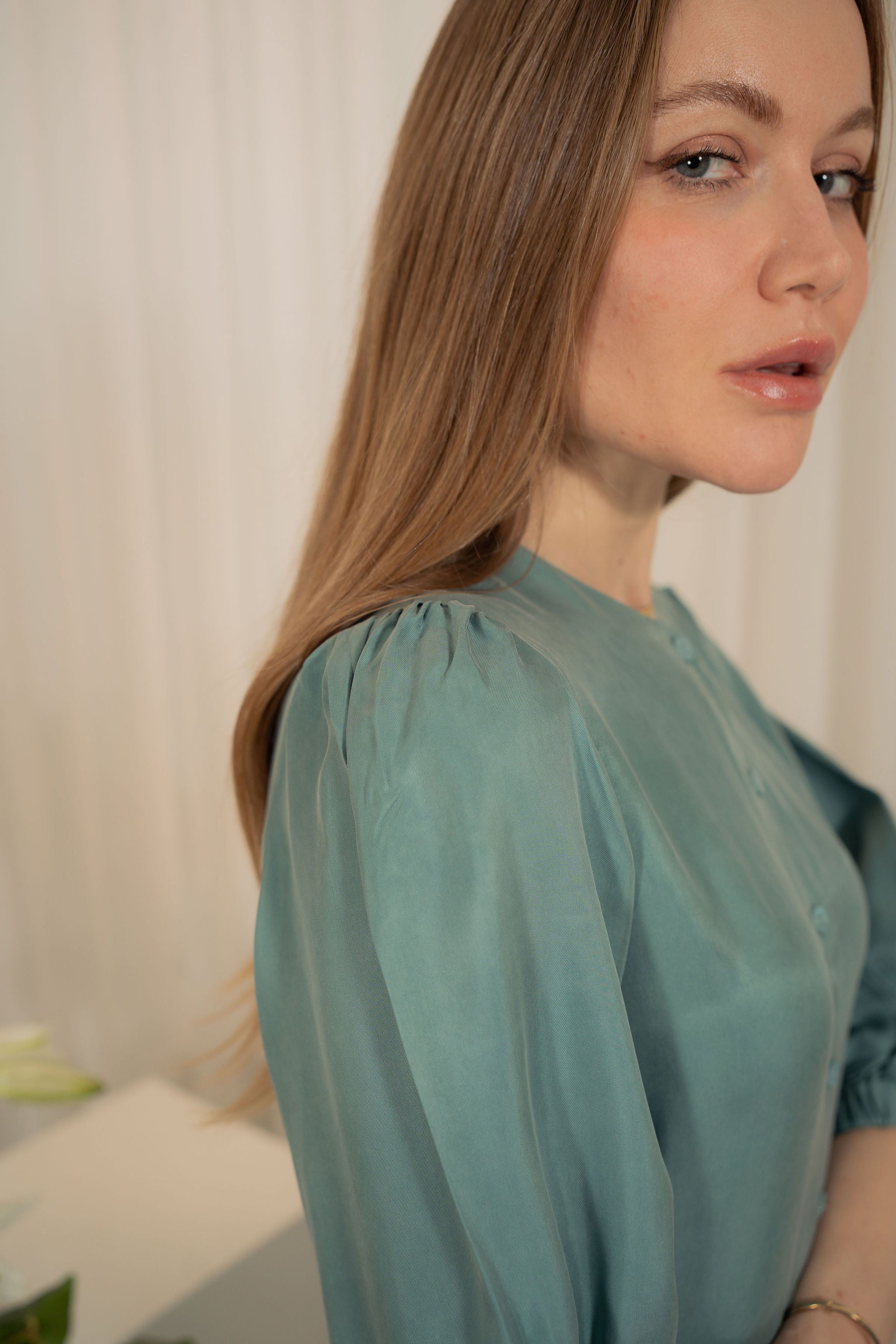 Drop waist Cupro maxi dress - Sea foam