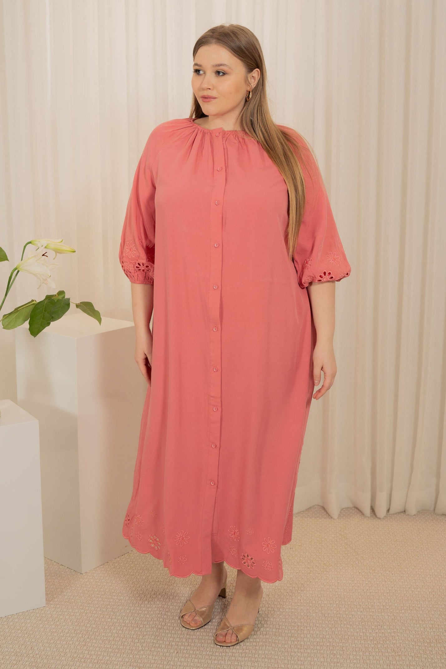 Eyelet Button down dress