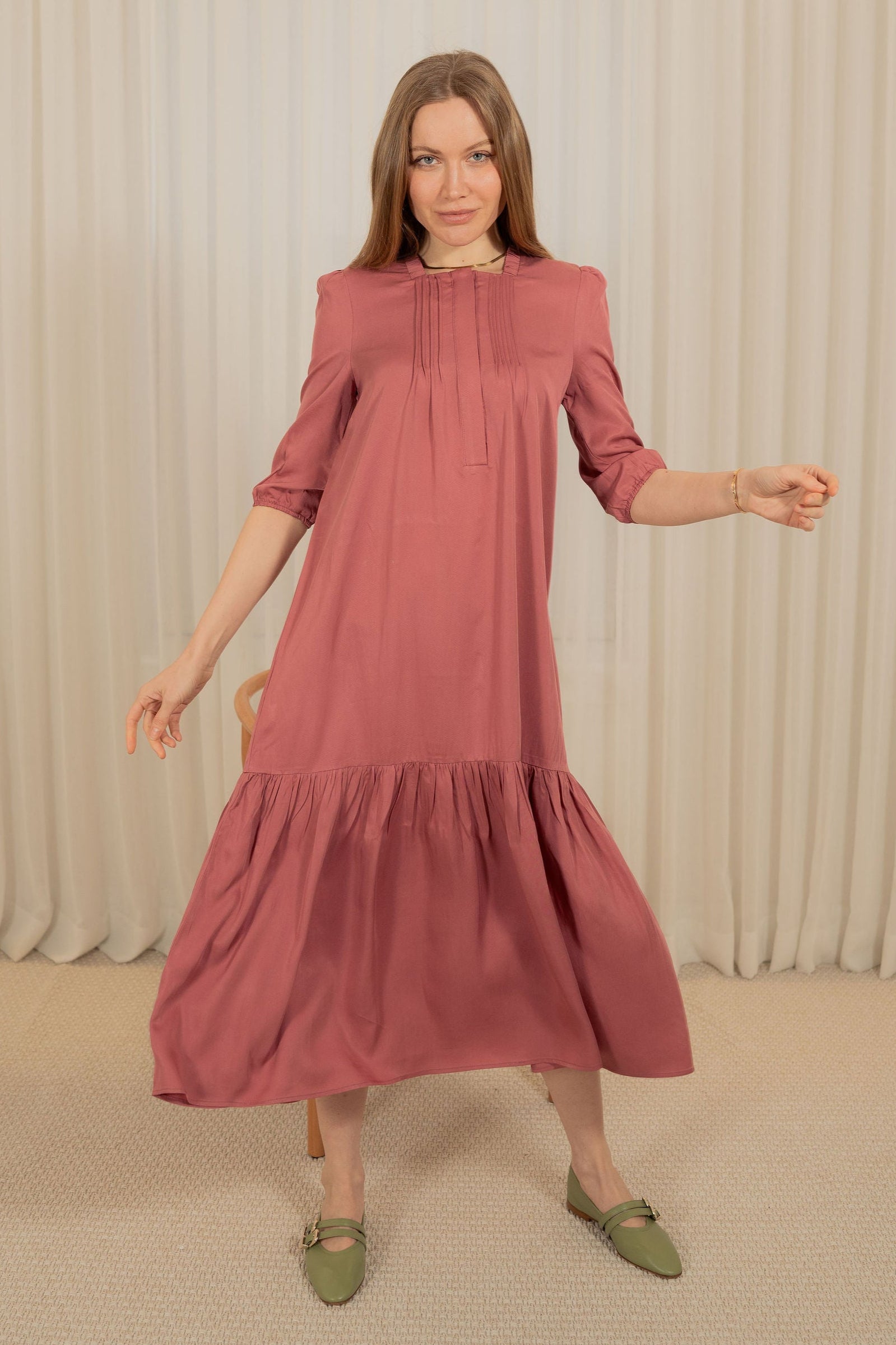 pink ankle length dress Chic A-line Off-the-shoulder Pink Ankle-length Prom Dresses Cheap Even SELINADRESS