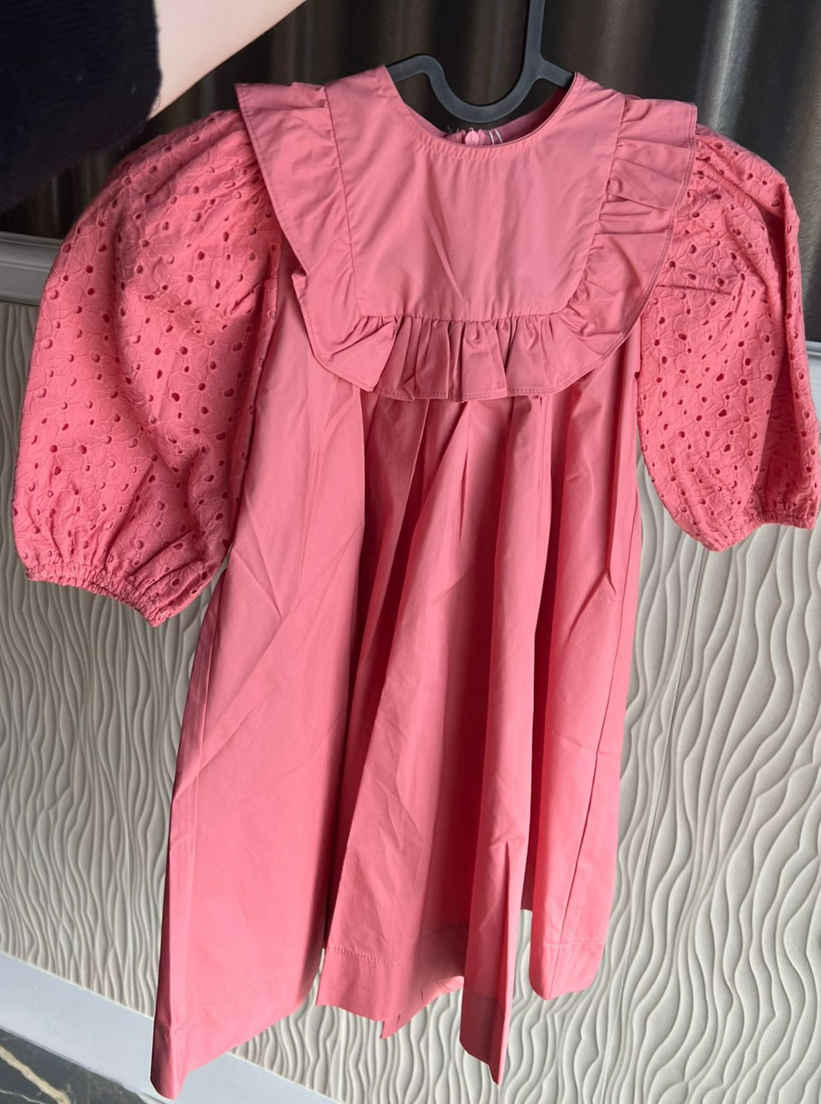 Cerise eyelet girl dress