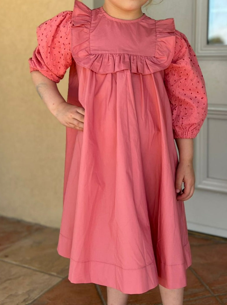 Cerise eyelet girl dress