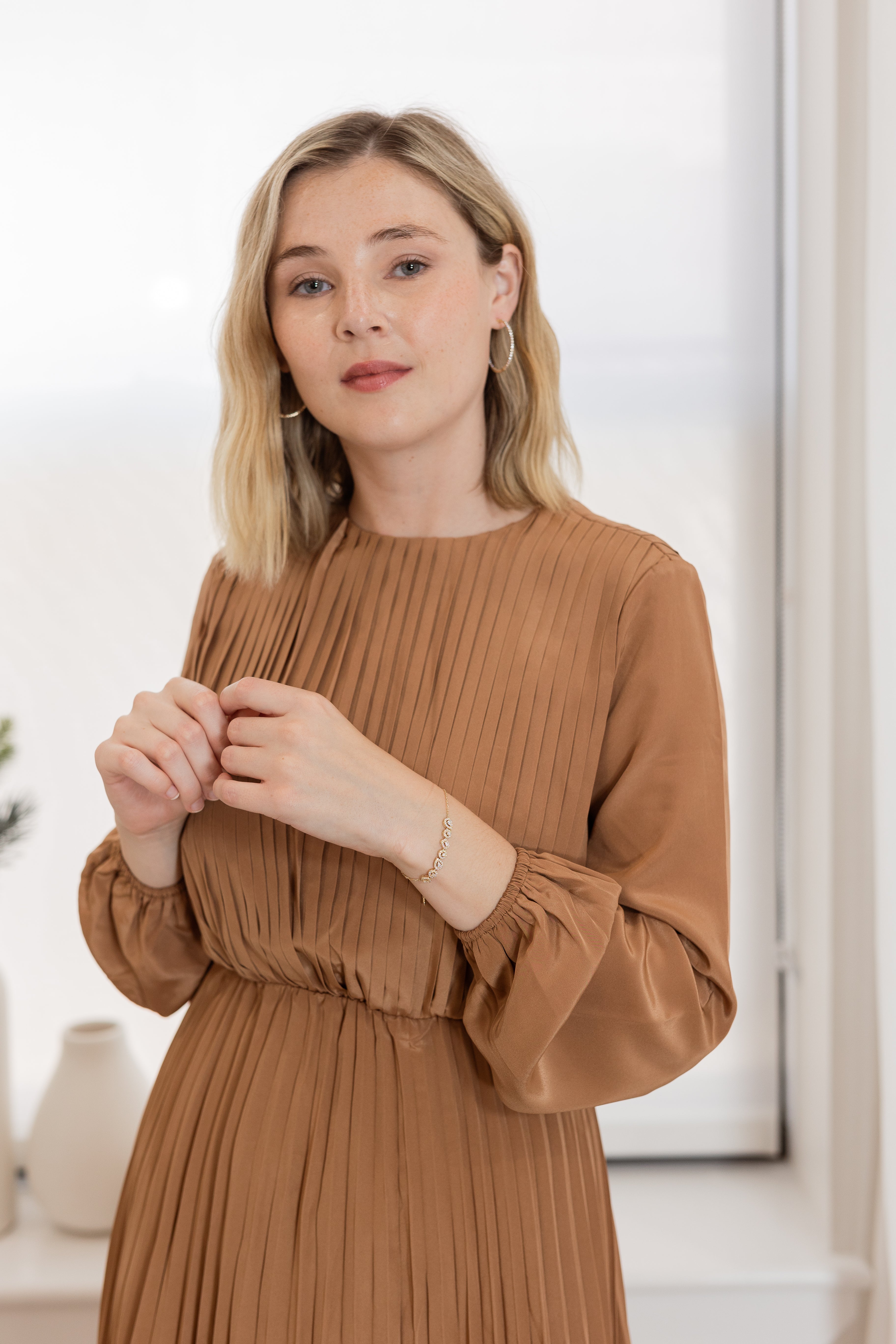 Pleats Copper Brown Dress