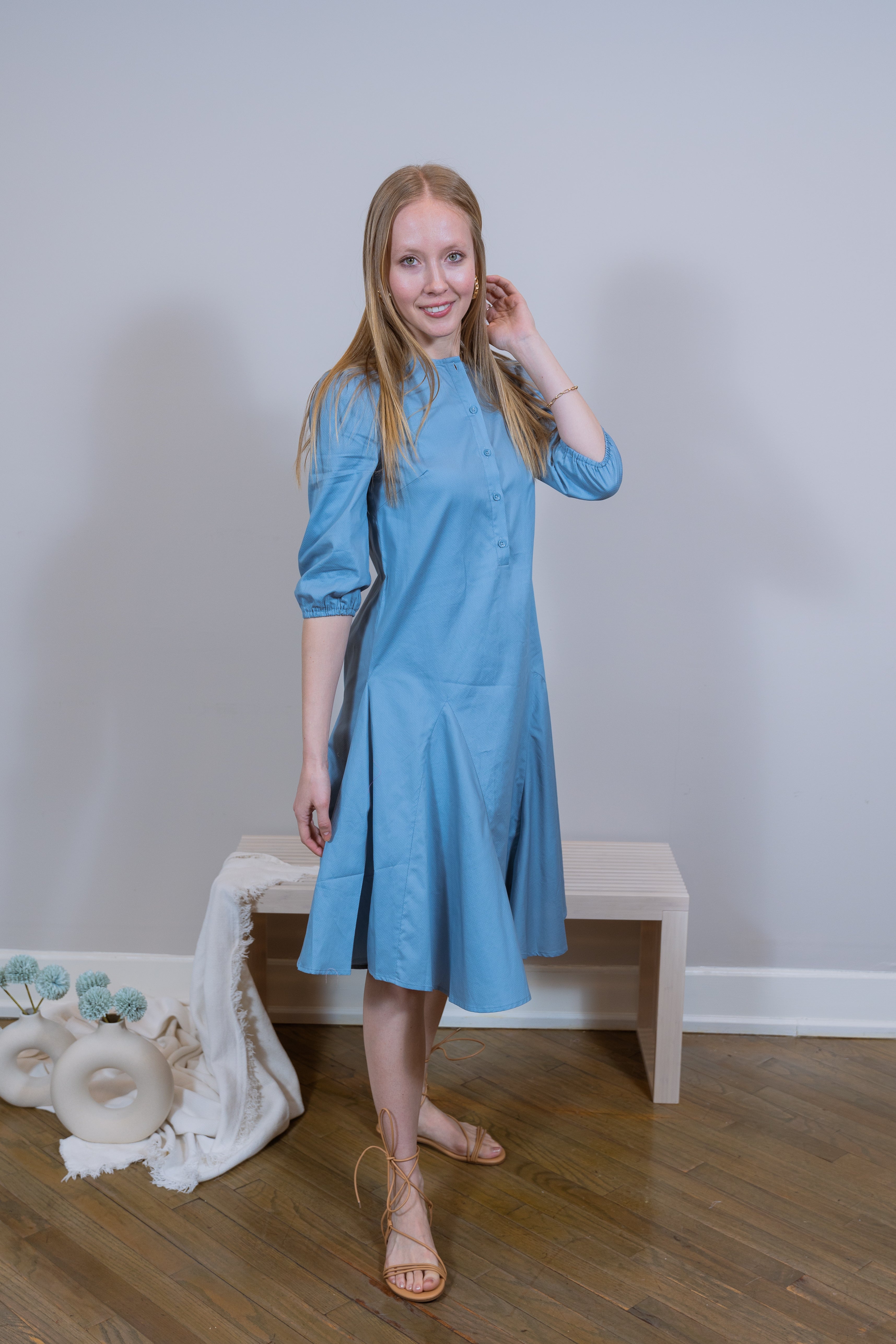Cotton Godet Blue dress