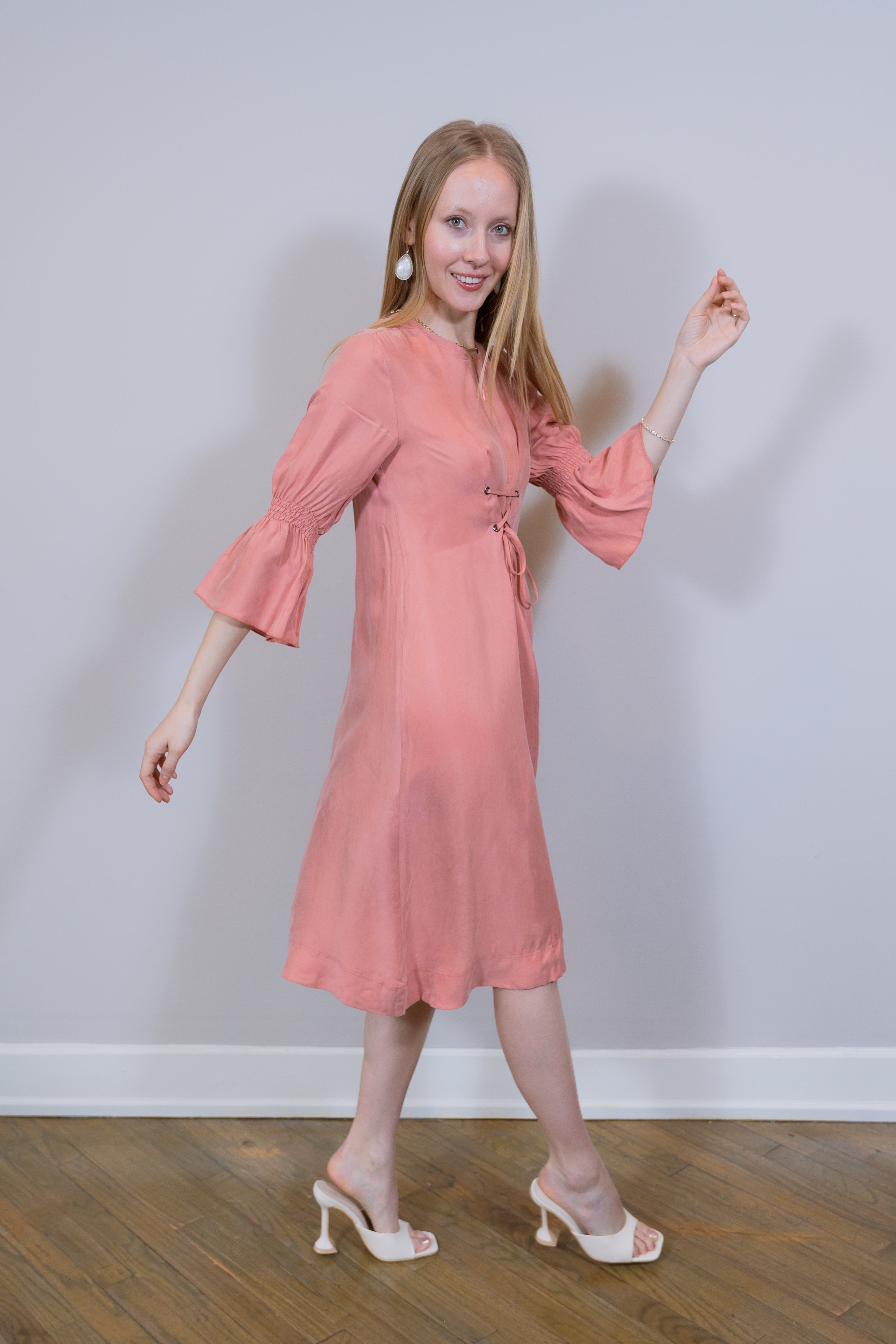 Cupro lace-up Peach dress