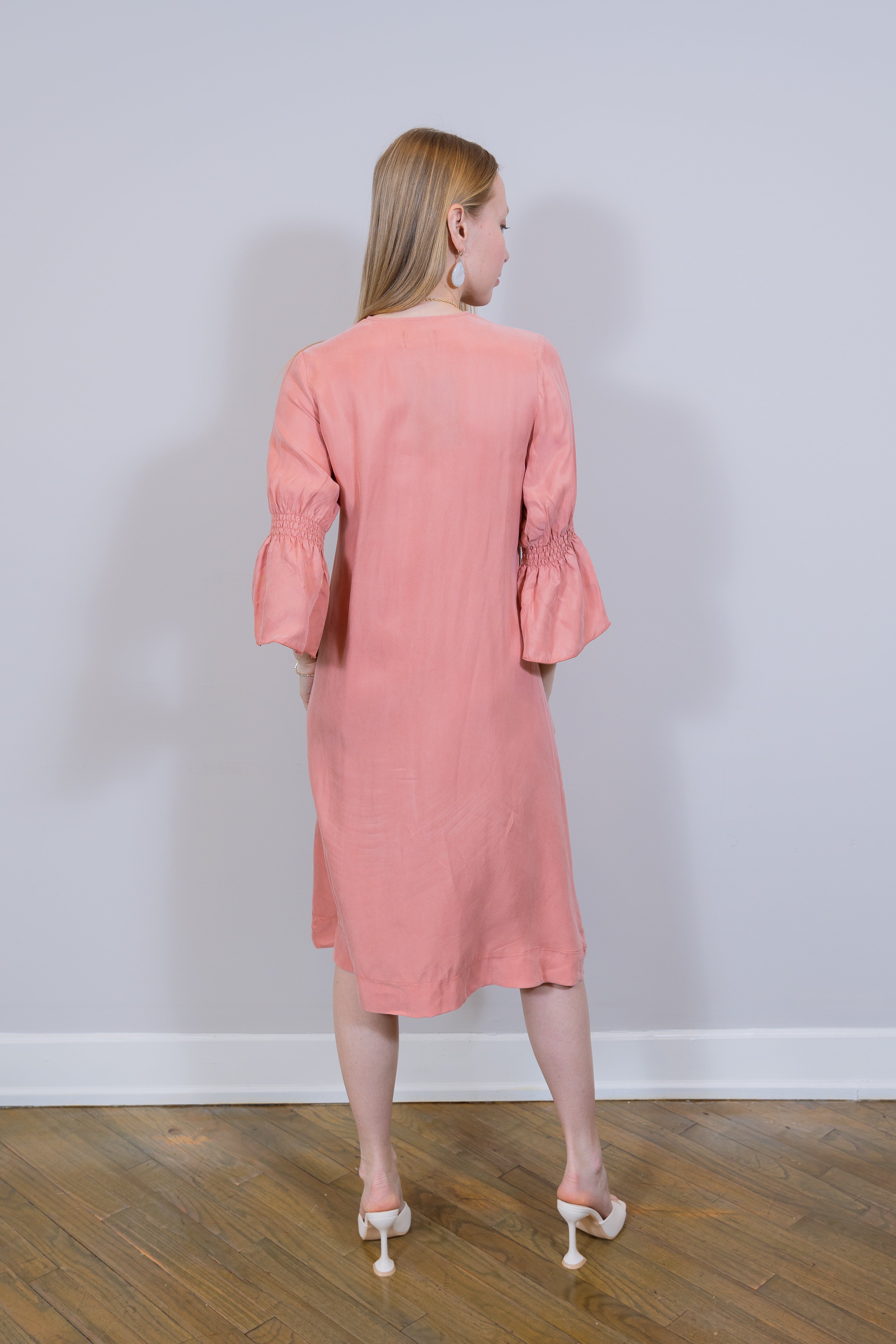Cupro lace-up Peach dress