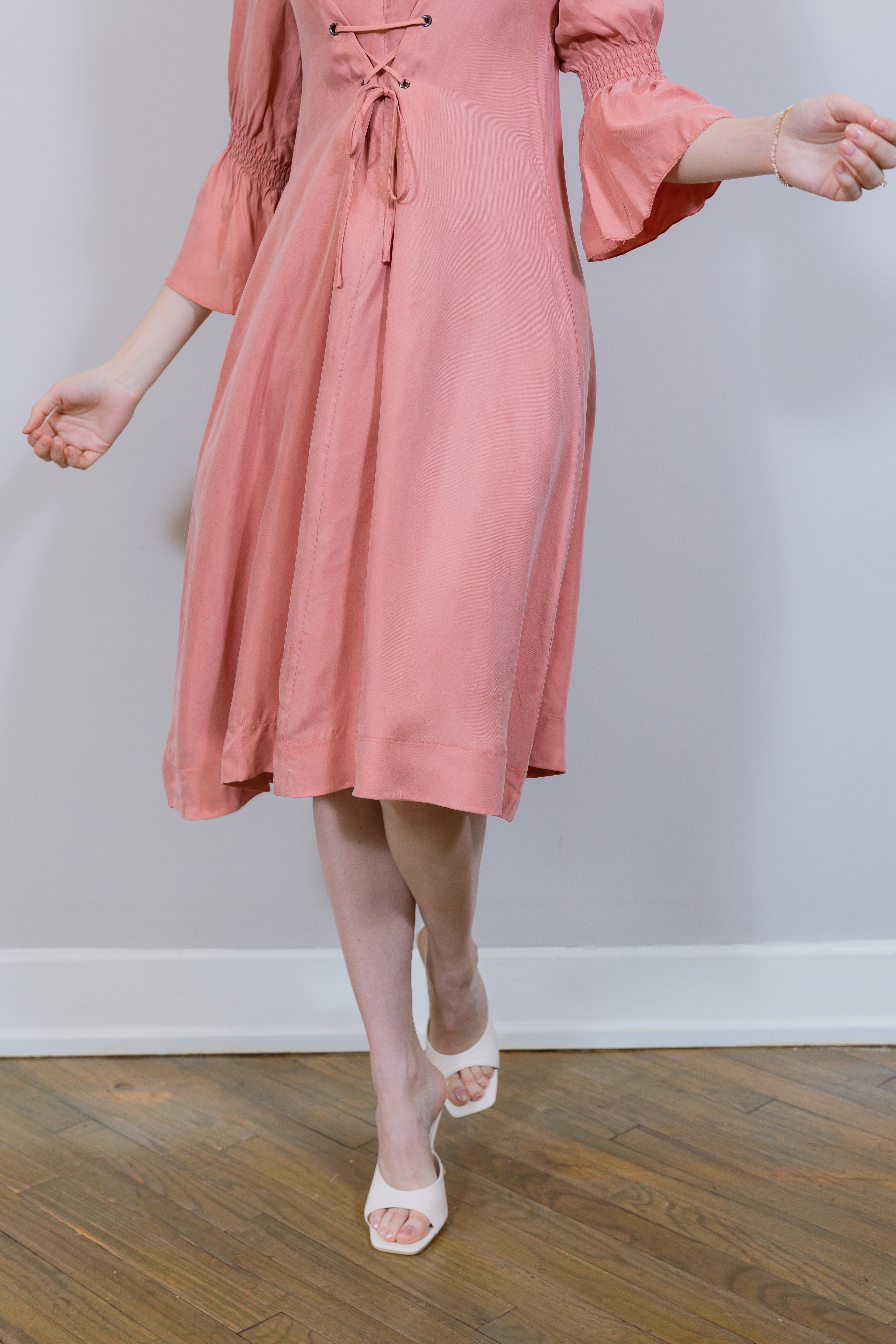 Cupro lace-up Peach dress